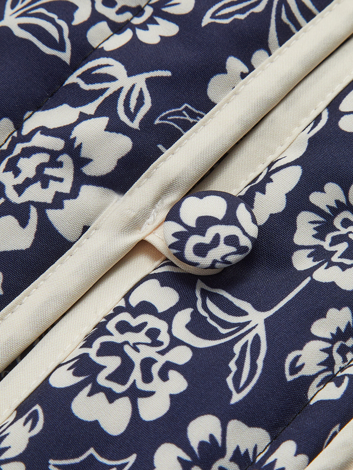 Floral Printed Pockets Winter Coat-Chicvia