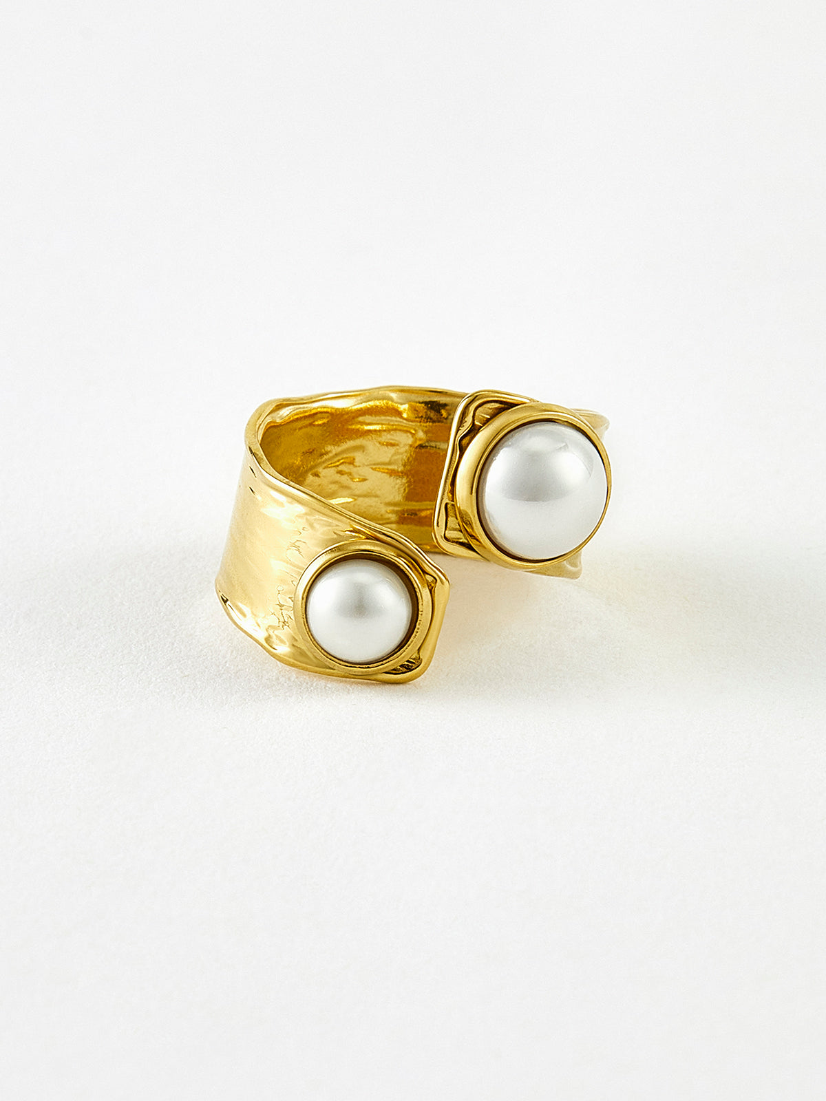 Golden Tunnel Pearl Open Ring-Chicvia