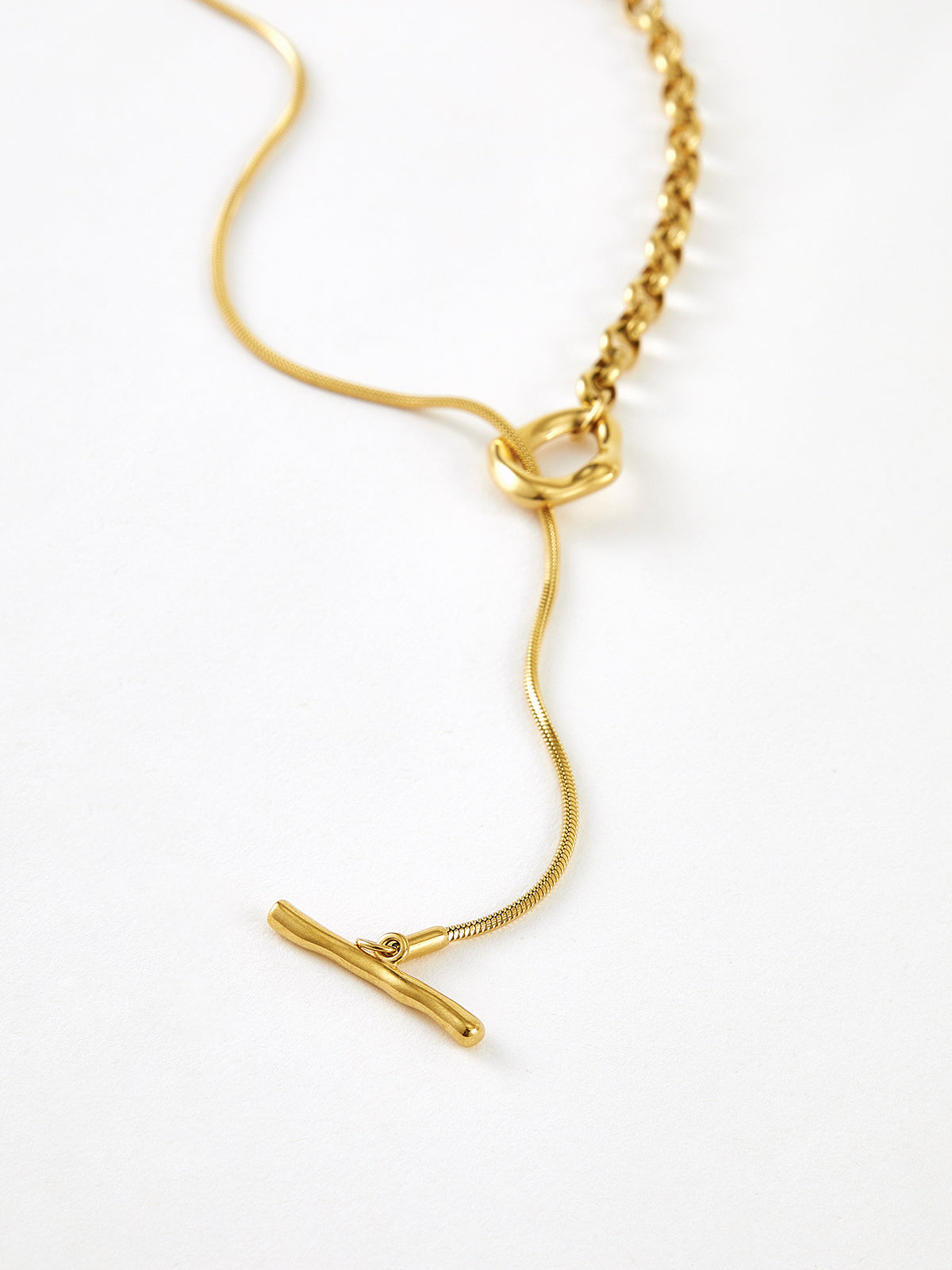 Golden Lariat Y-Necklace-Chicvia