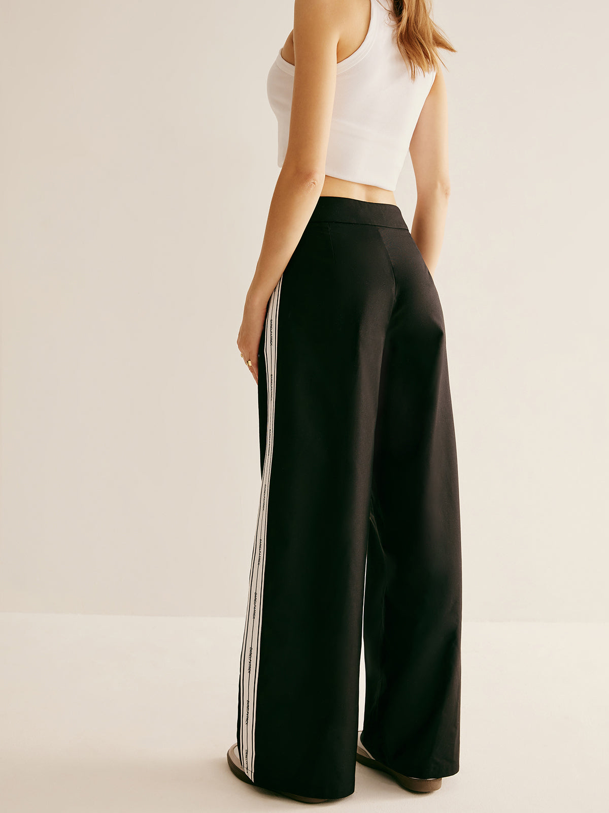 Patchwork High Waist Drawstring Pants-Chicvia