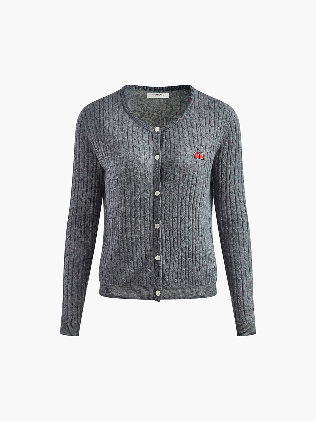 Jacquard Cable Knit Cardigan-Chicvia