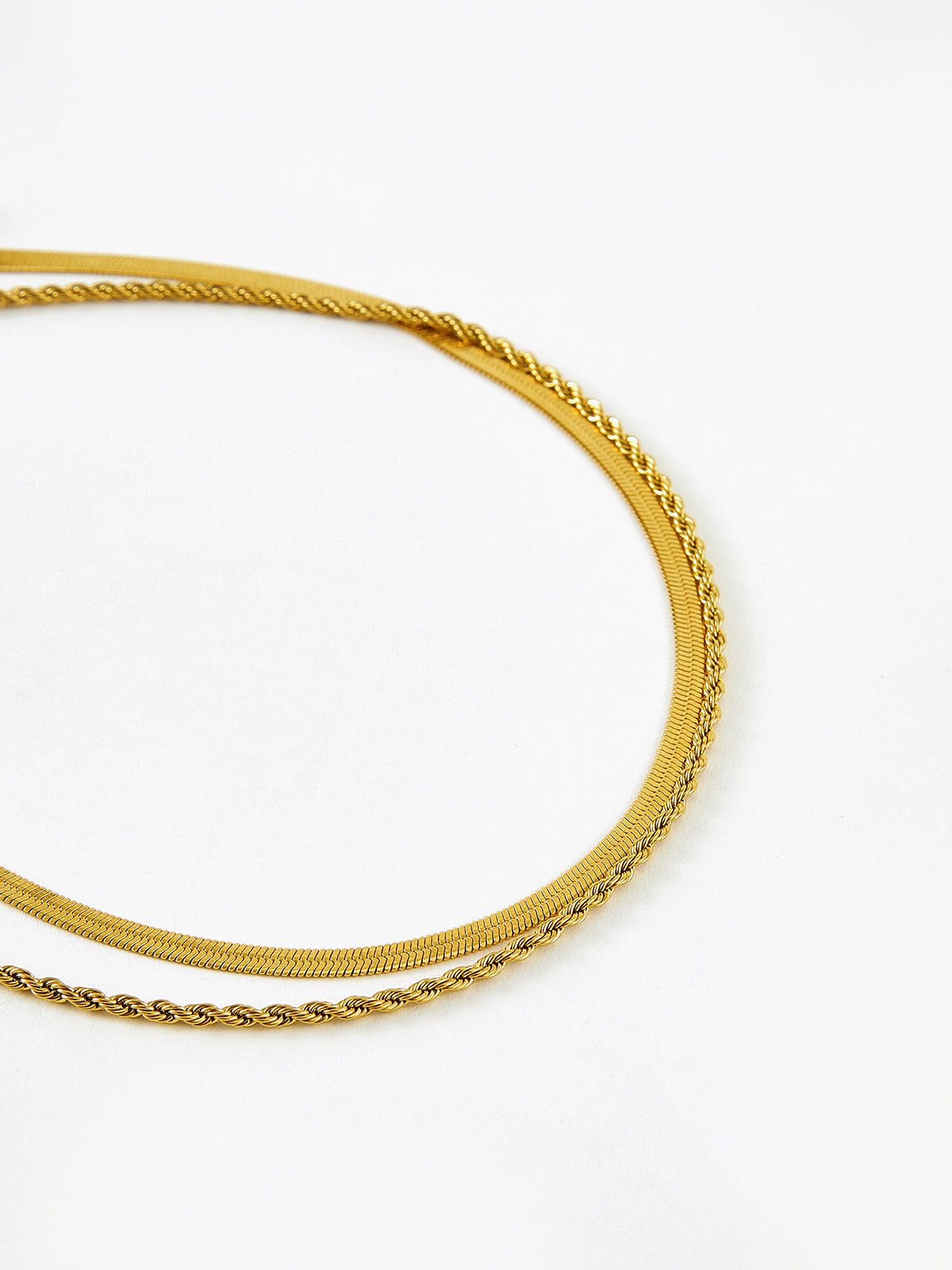 Double-Layer Snake & Twist Chain Necklace-Chicvia