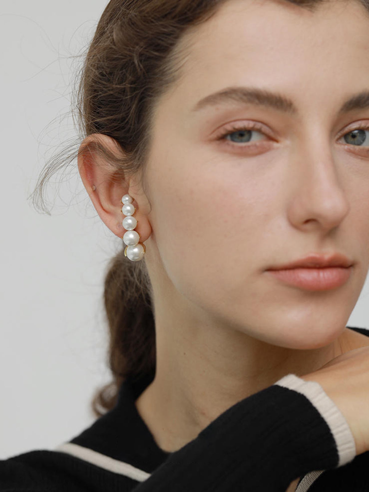 Pearl Clip Earrings With Spacer-Chicvia