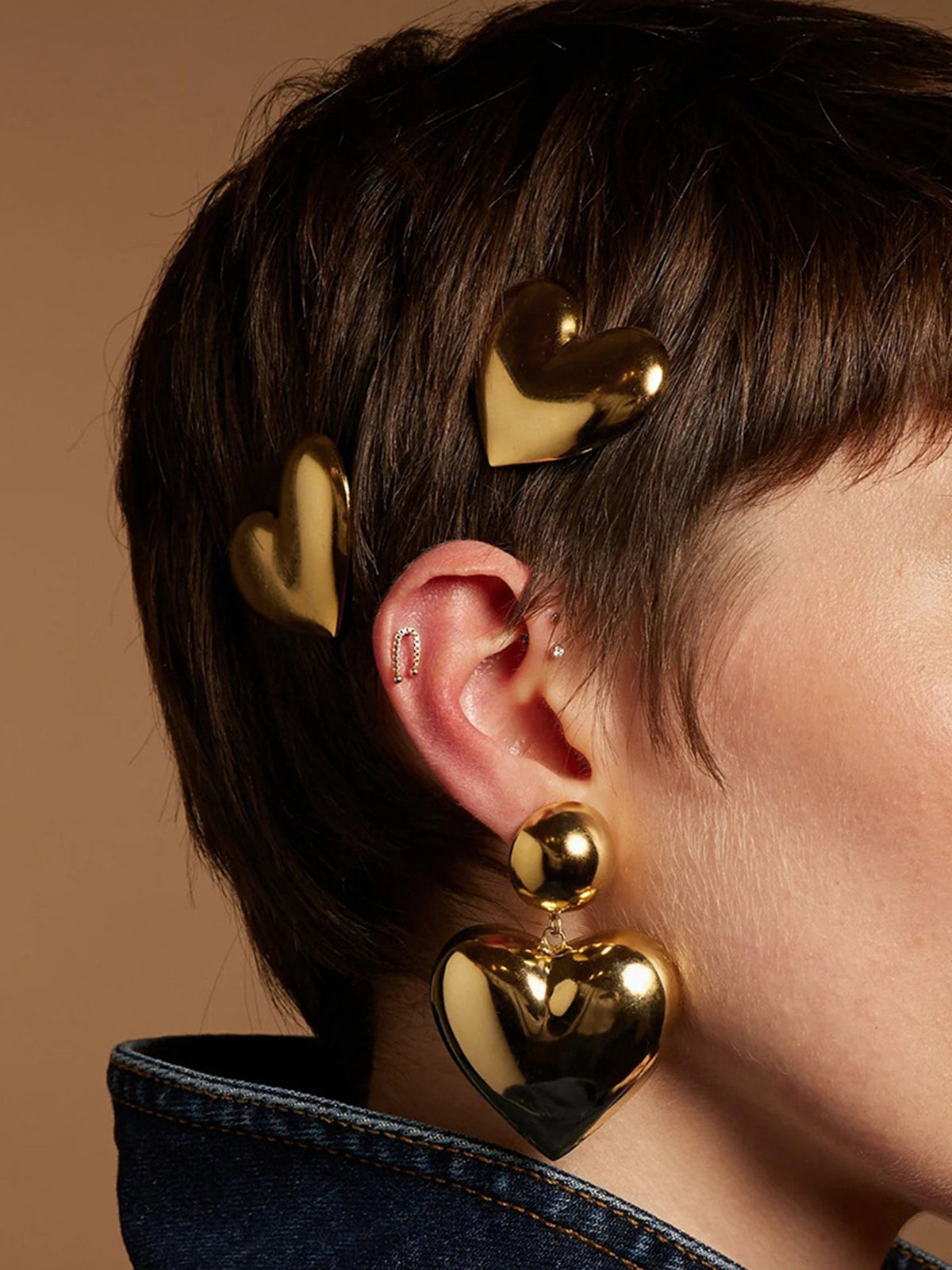 Golden Heart Hair Clip-Chicvia