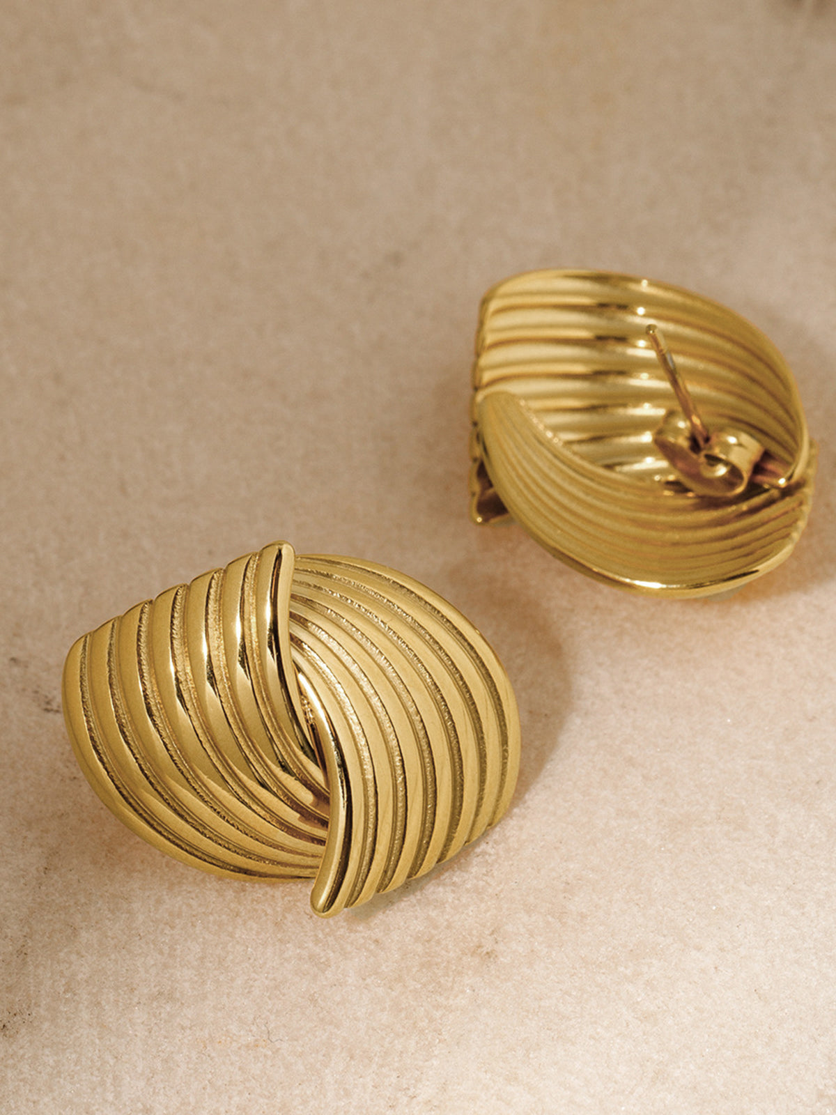 Chunky Gold Twisted Earrings-Chicvia