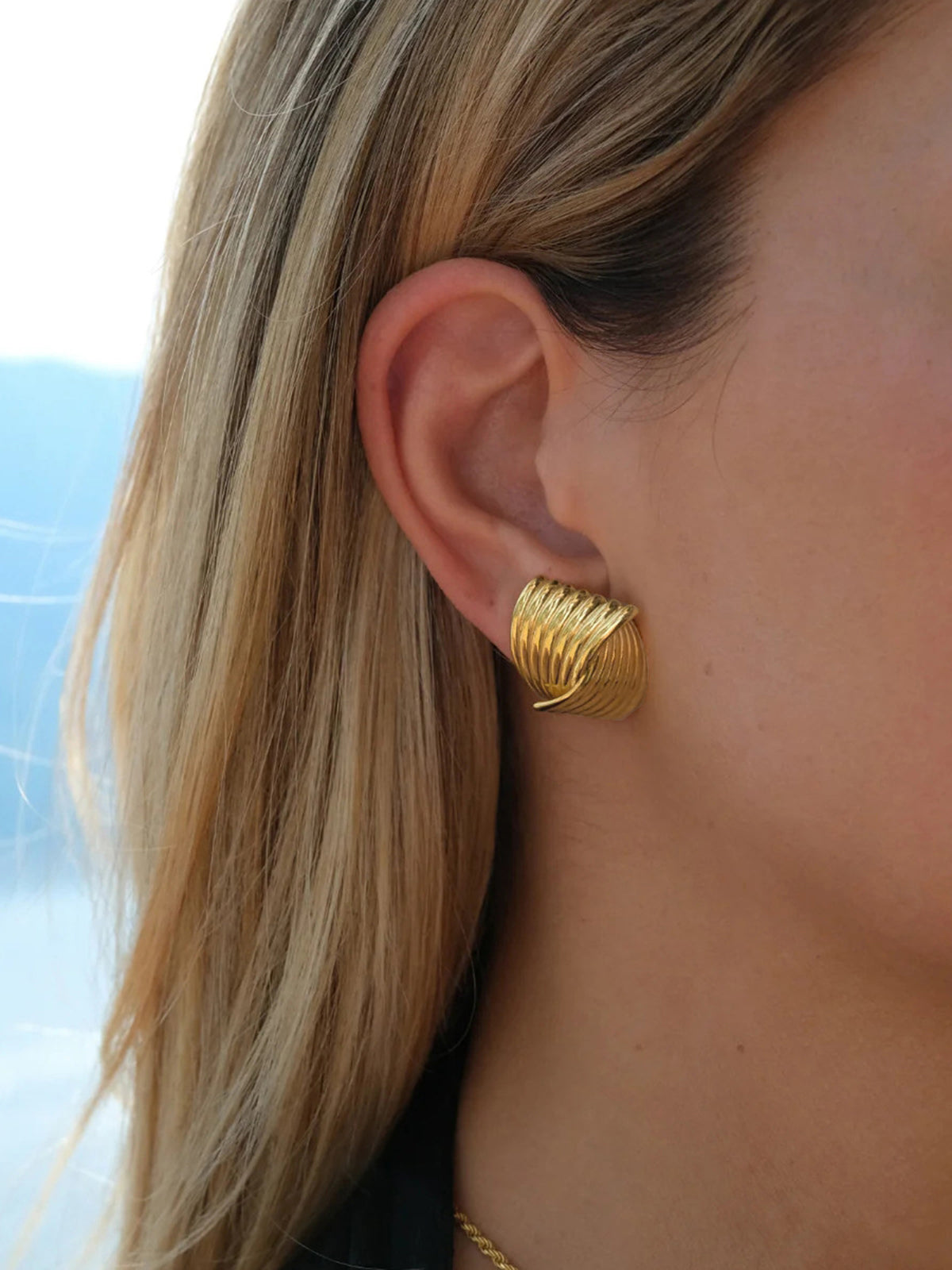 Chunky Gold Twisted Earrings-Chicvia
