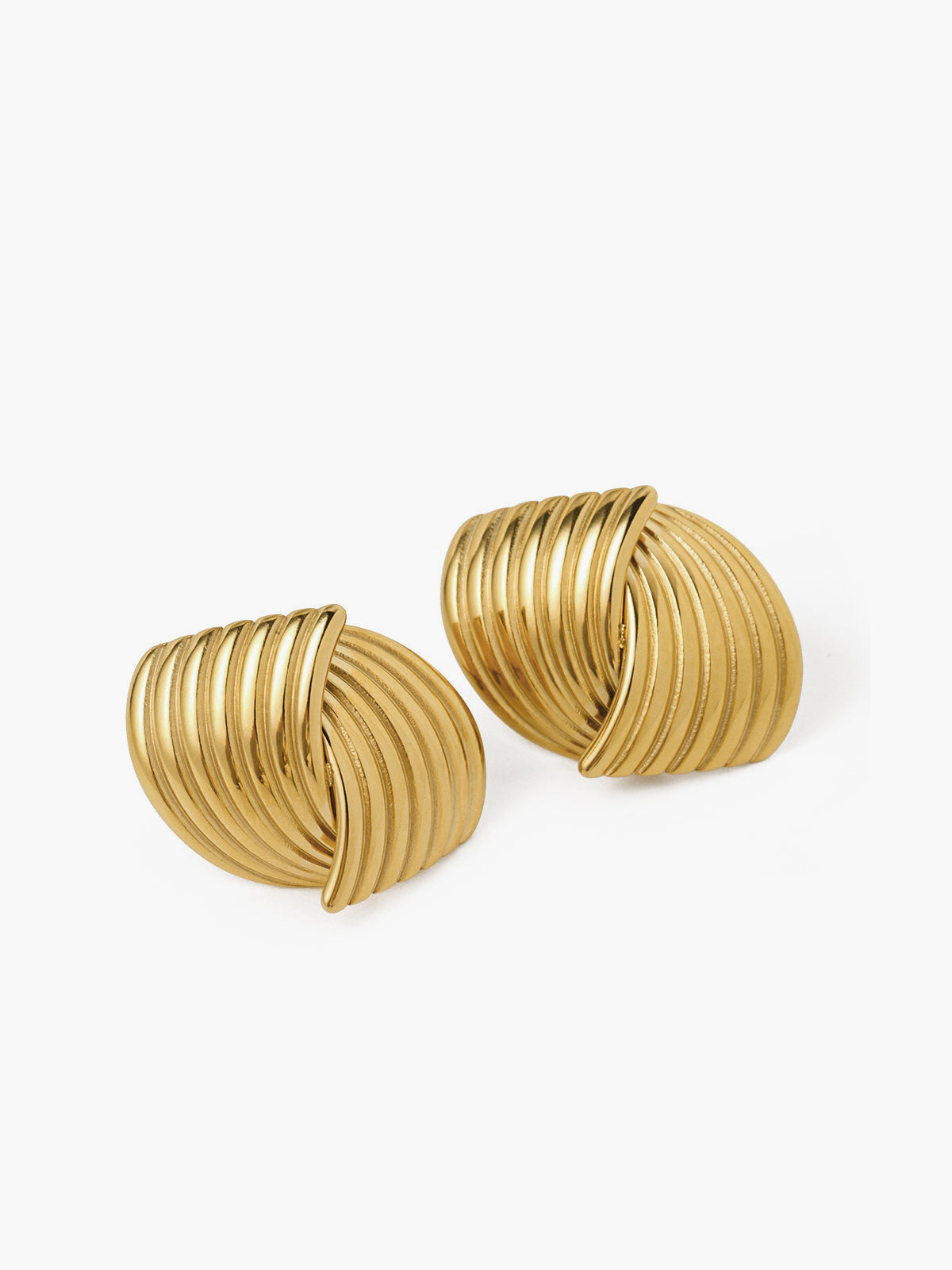 Chunky Gold Twisted Earrings-Chicvia