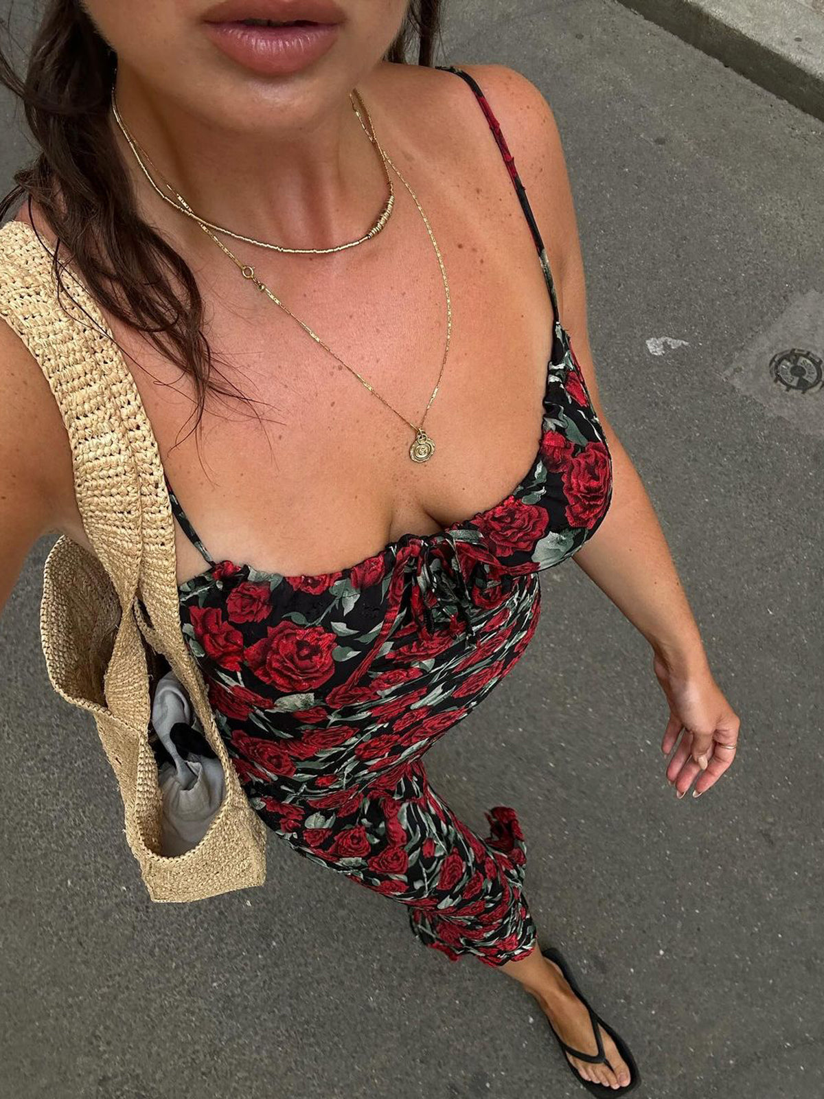 Bulgarian Roses Floral Cami Long Dress-Chicvia