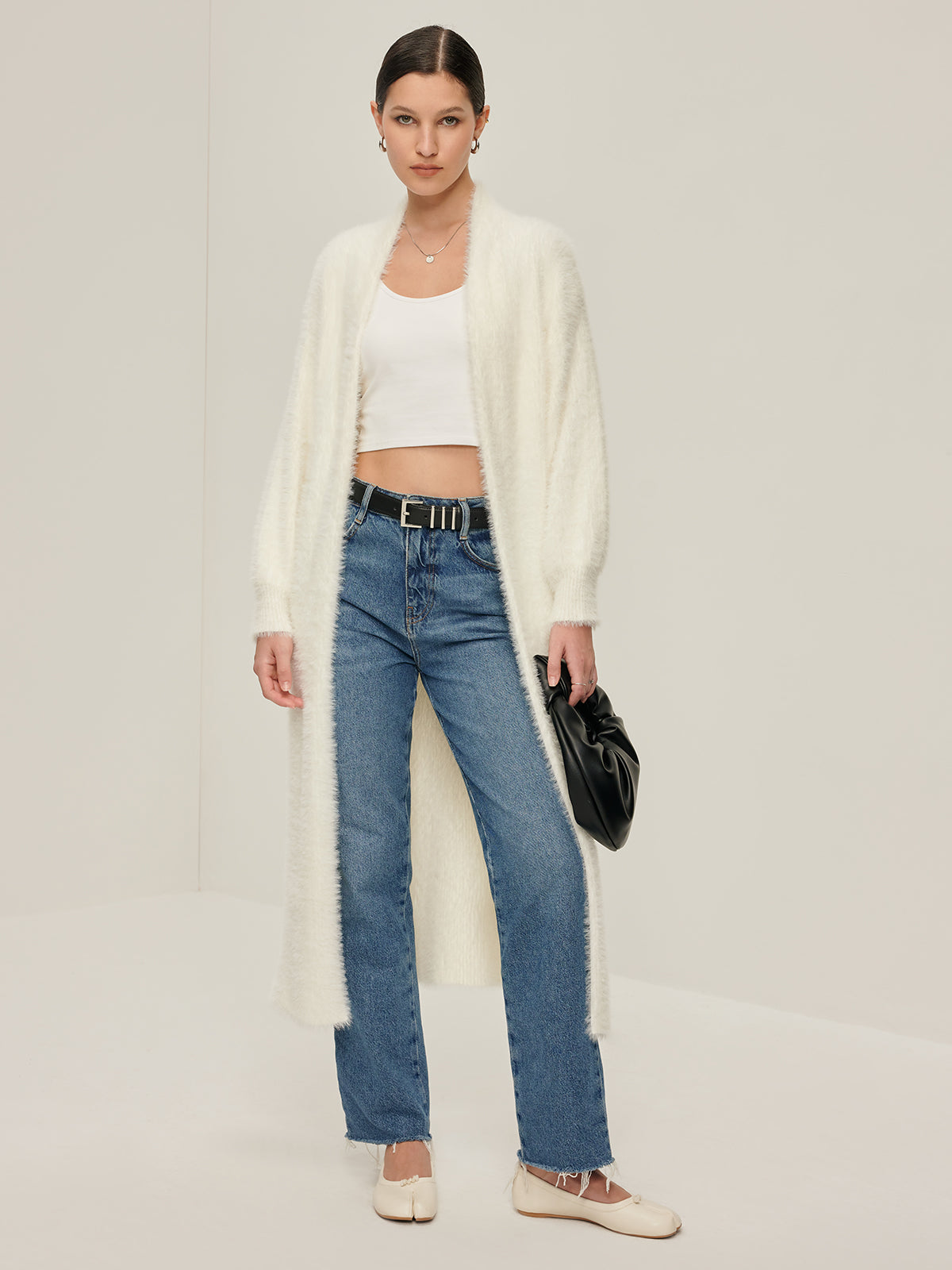 Minimalist Fuzzy Long Cardigan-Chicvia