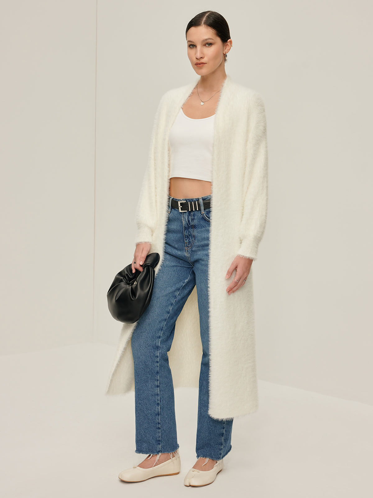 Minimalist Fuzzy Long Cardigan-Chicvia