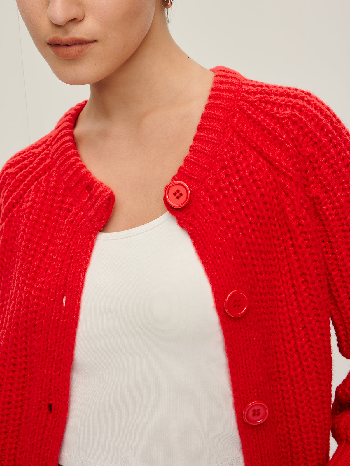 Plain Button Down Cardigan-Chicvia