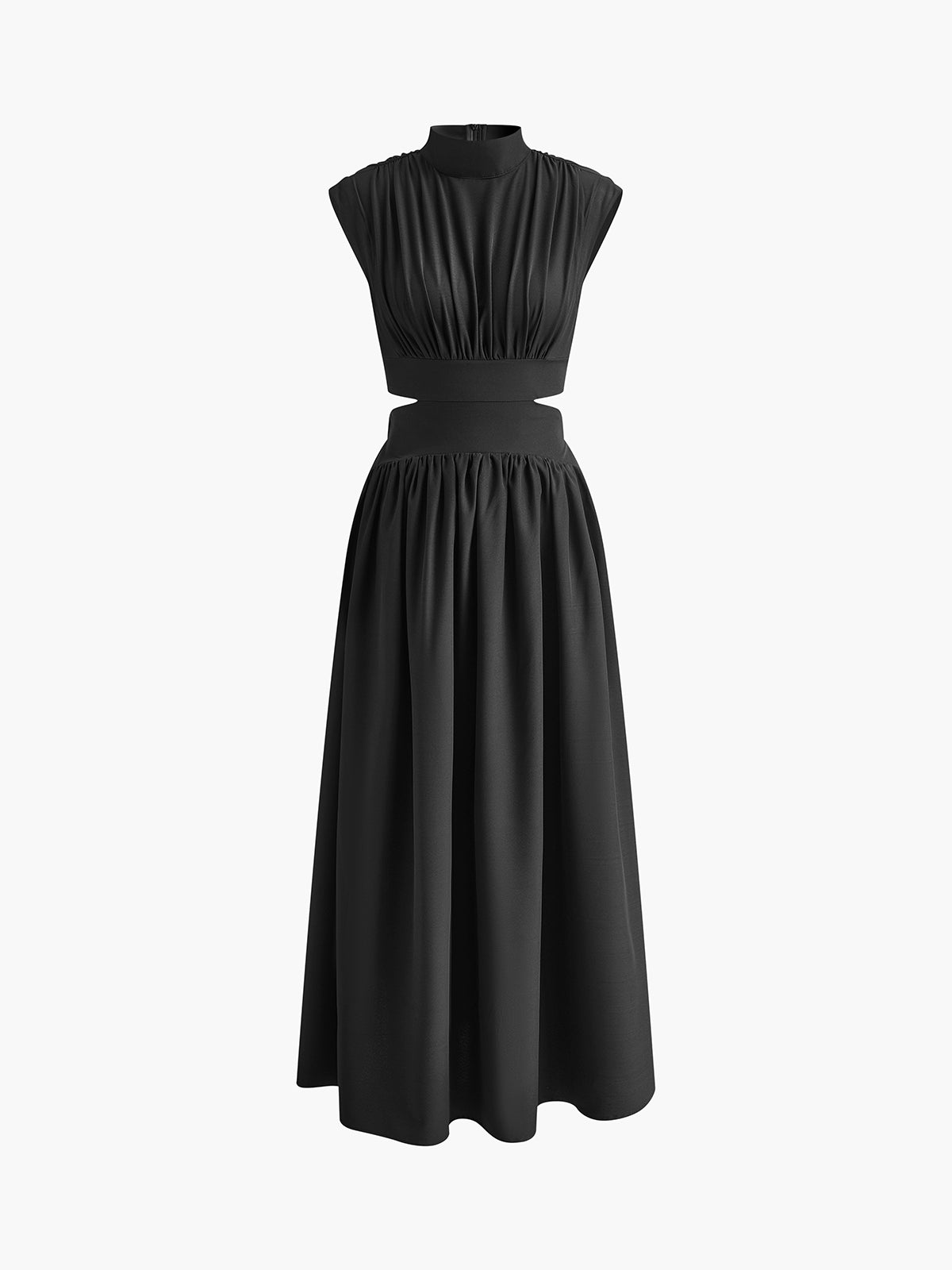 Mock Neck Cut Out Long Dress-Chicvia