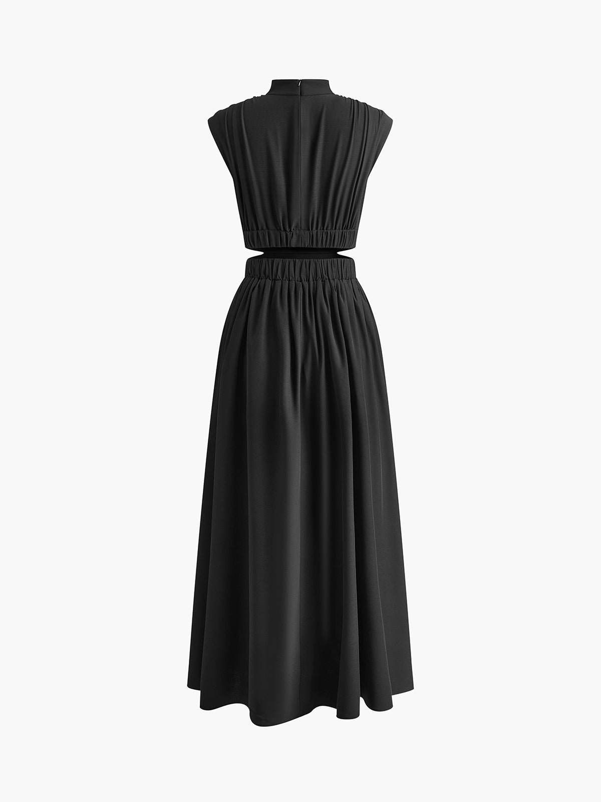 Mock Neck Cut Out Long Dress-Chicvia