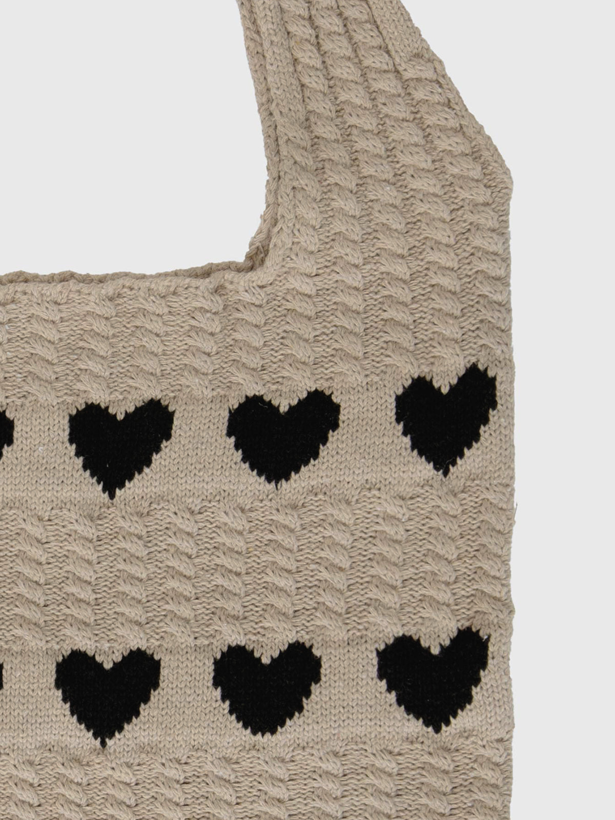 Heart Pattern Knit Shoulder Bag-Chicvia
