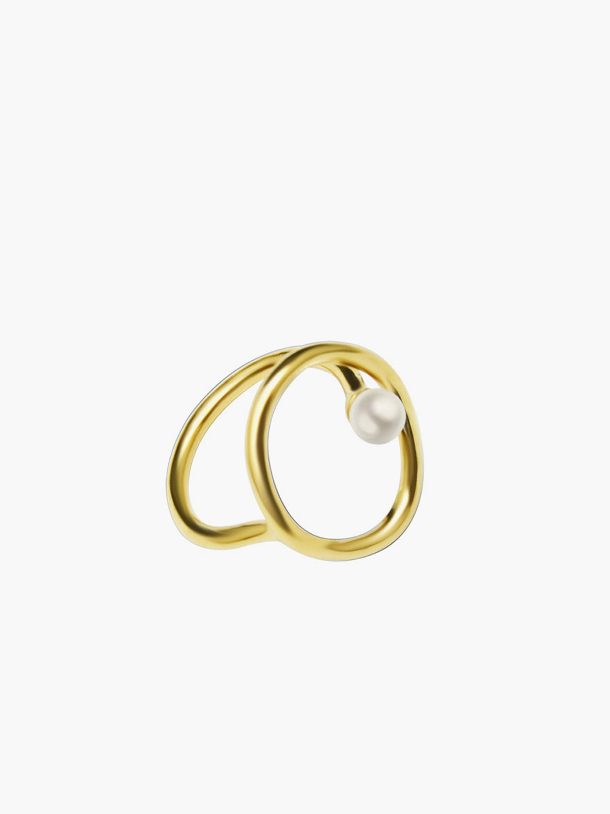 Oval Circle Freshwater Pearl Gold Ring-Chicvia
