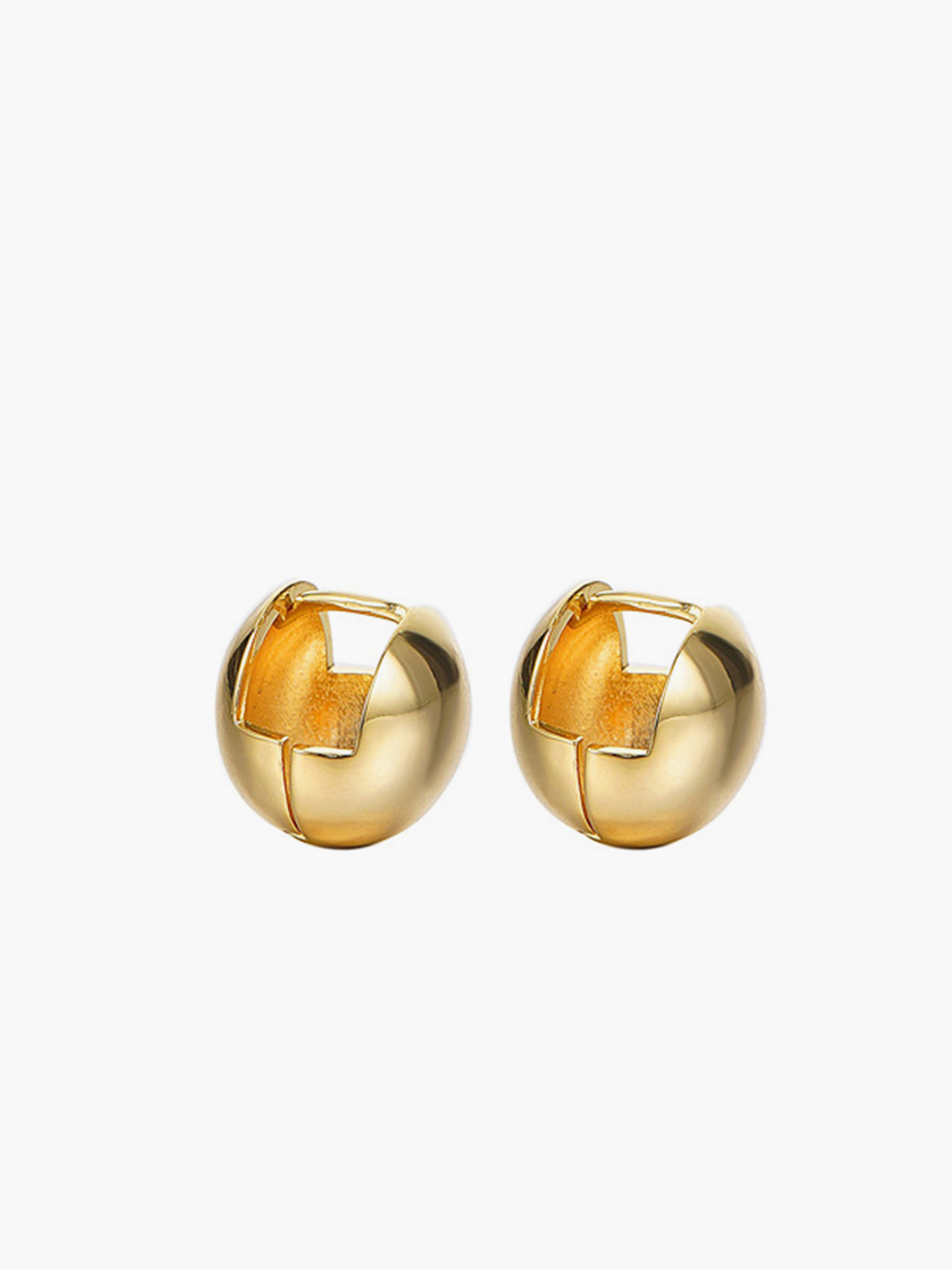 Golden Ball-Shape Stud Earrings-Chicvia