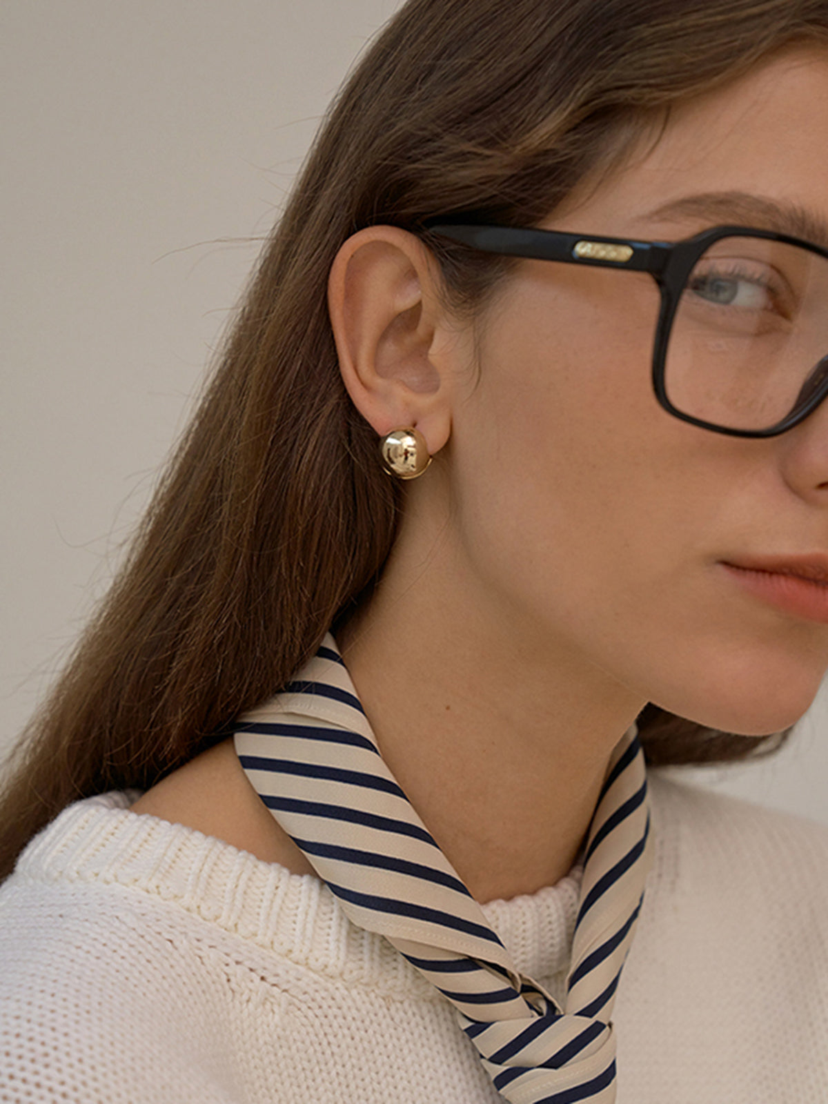 Golden Ball-Shape Stud Earrings-Chicvia