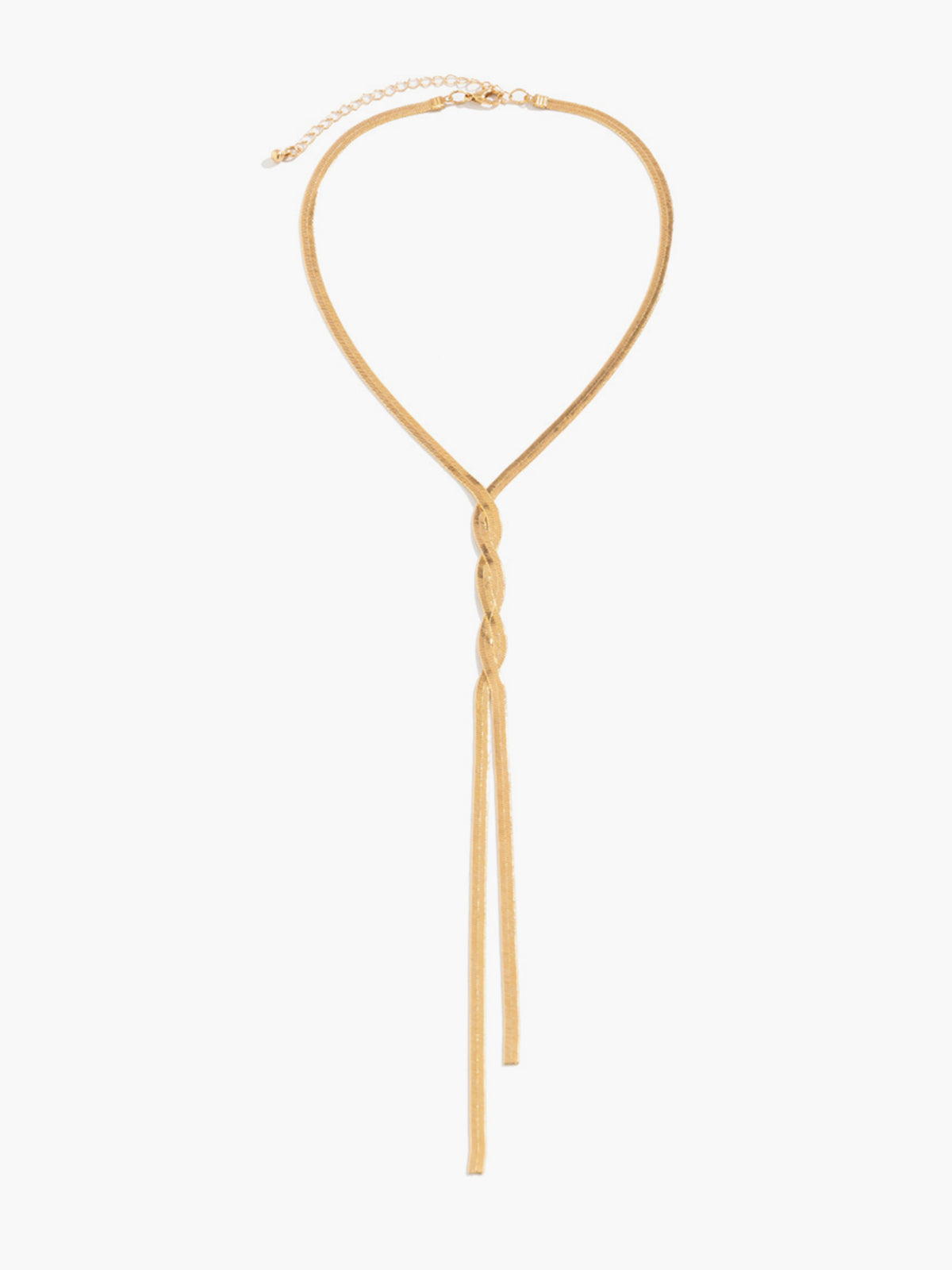 Golden Snake Chain Twist Tassel Necklace-Chicvia