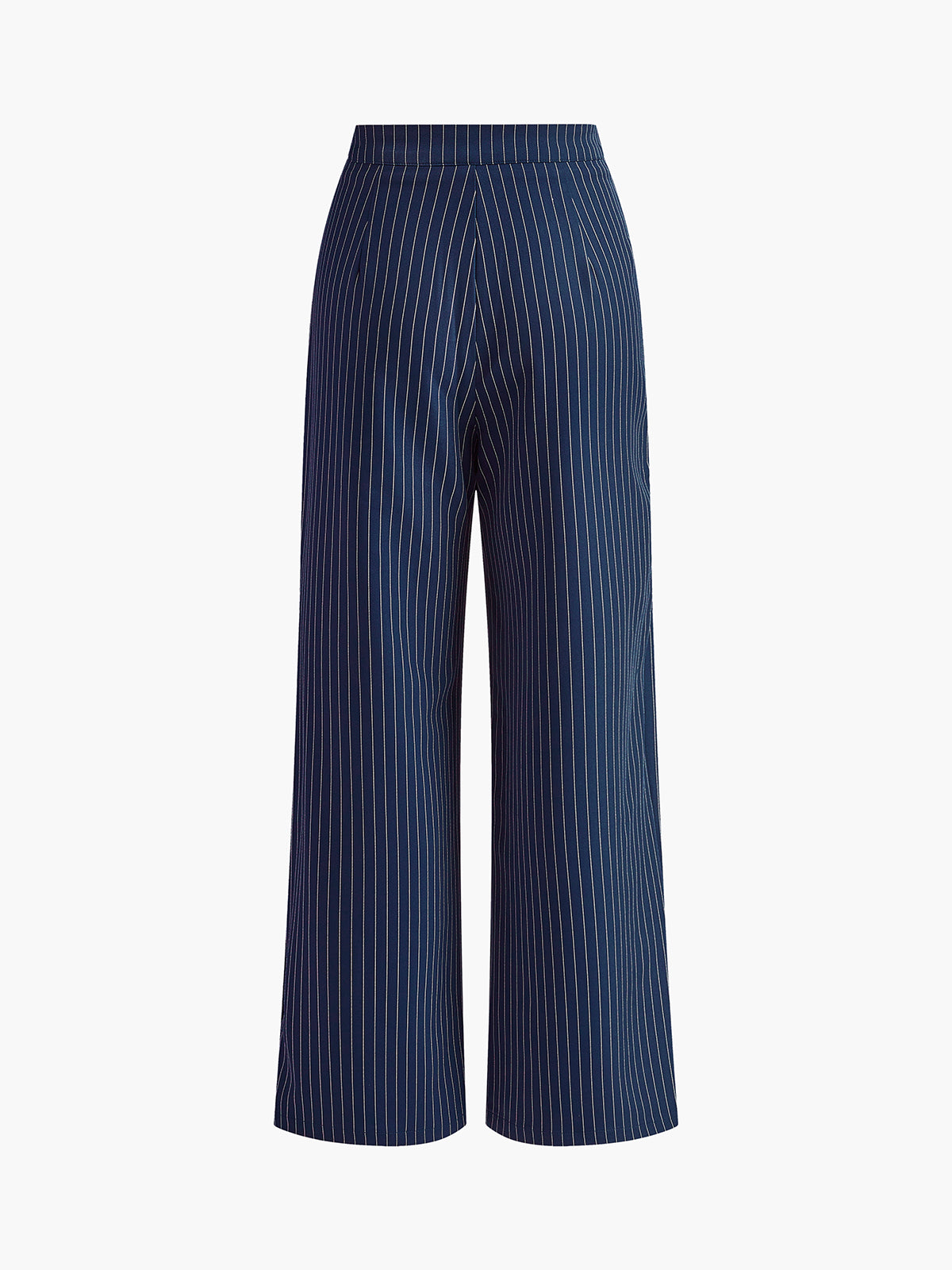 Pinstripe Pleated Wide-Leg Pants-Chicvia