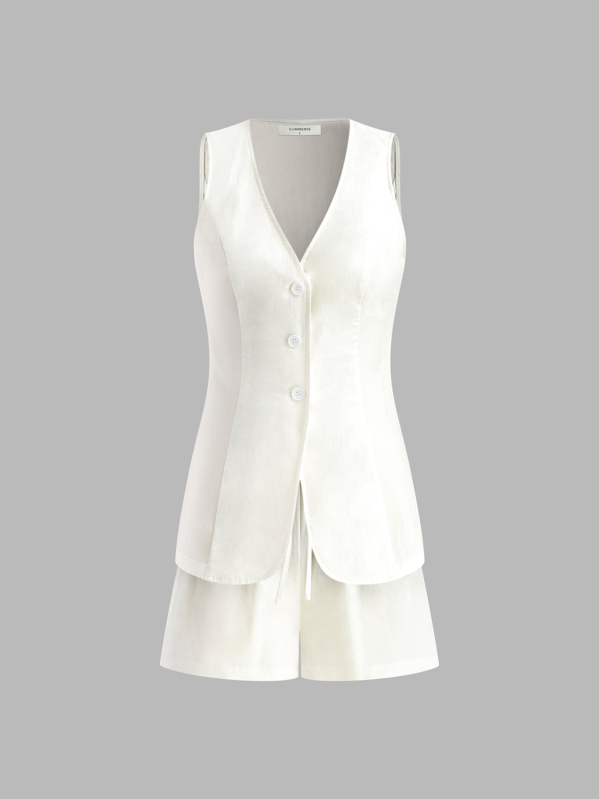 Drawstring Split Casual Shorts Set-Chicvia