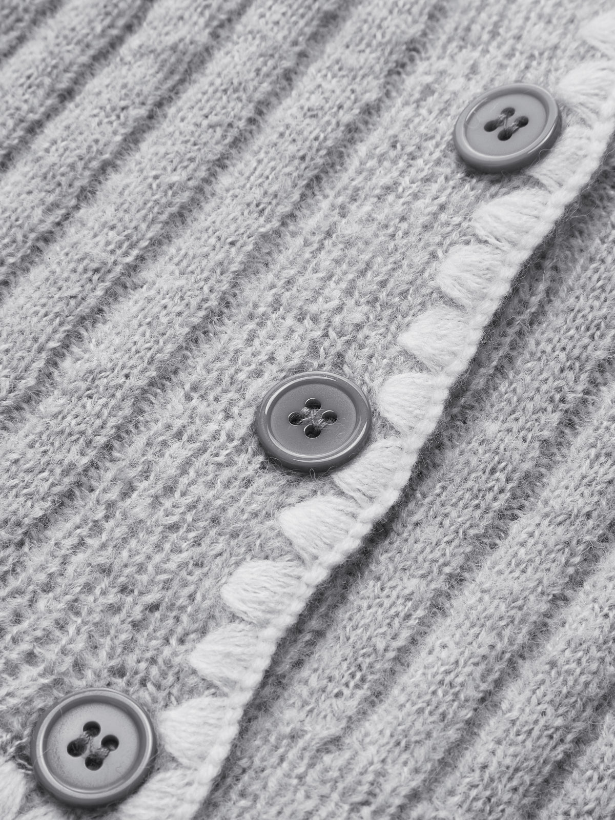 Contrast Embroidered Trim Button Cardigan-Chicvia