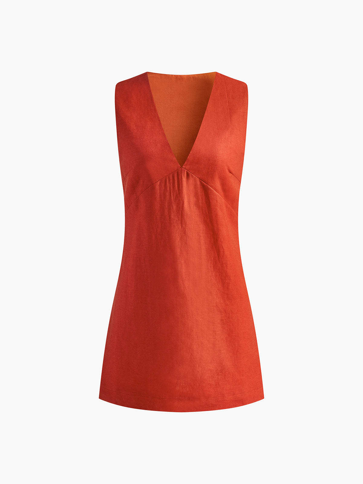 Cotton & Linen V-Neck Short Dress-Chicvia