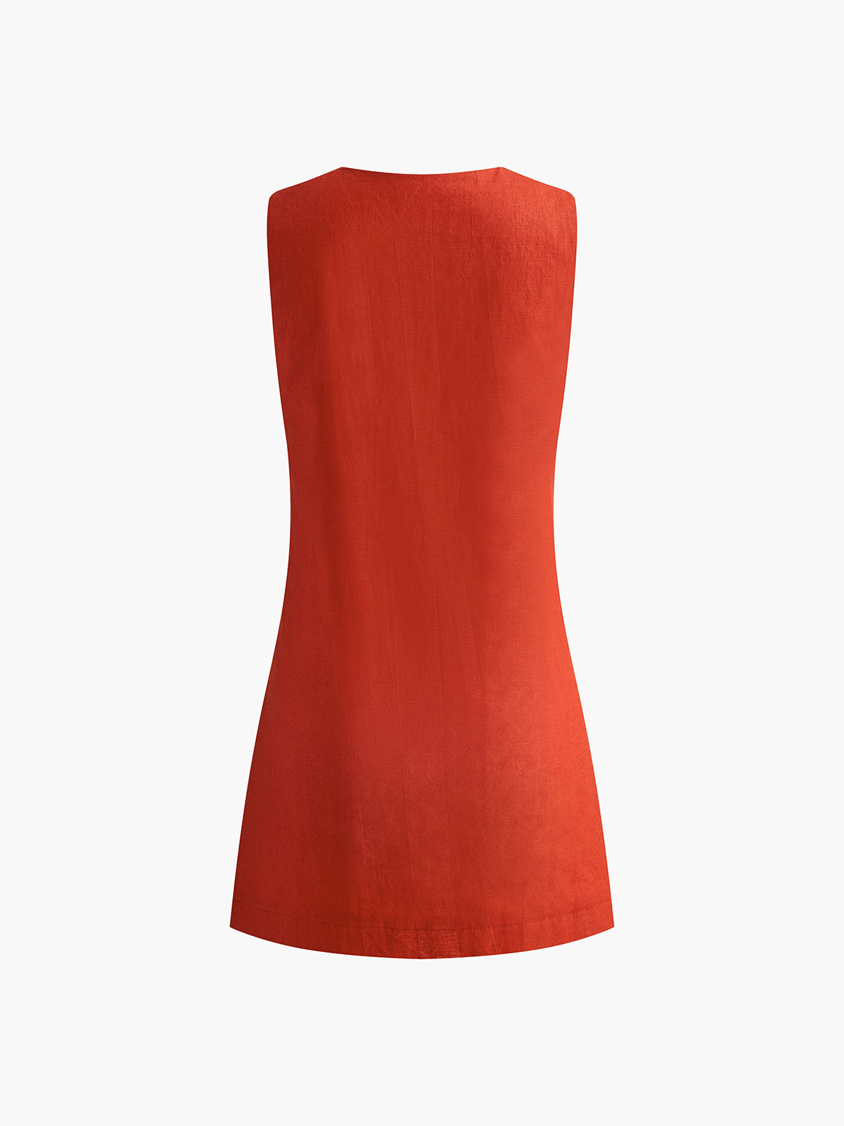 Cotton & Linen V-Neck Short Dress-Chicvia