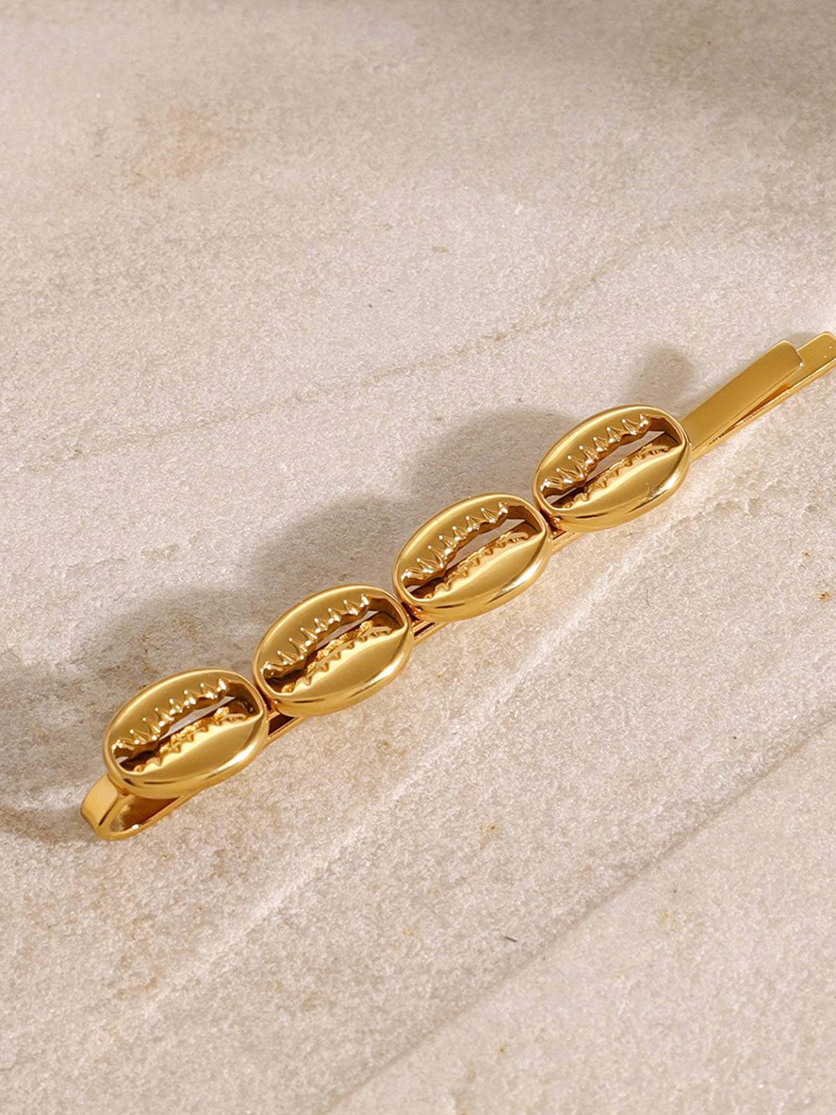 Golden Cowry Shell Hair Accessory-Chicvia