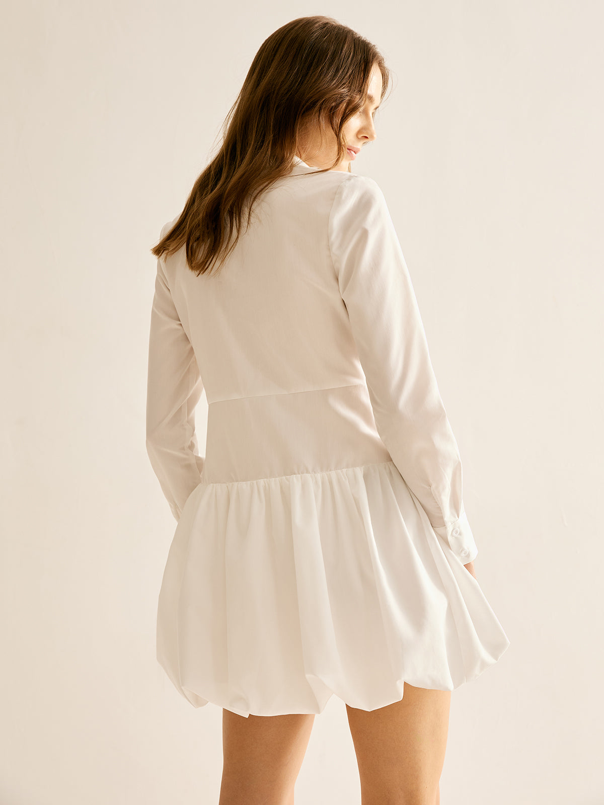 Lapel Panel Bud Waist Dress-Chicvia