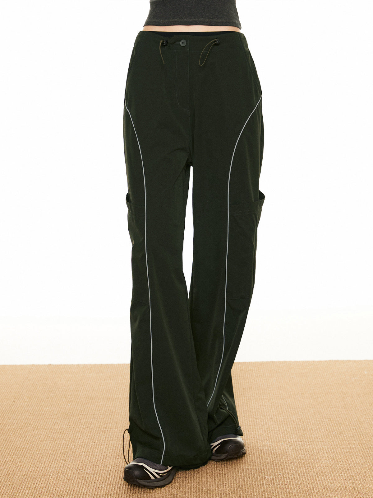 Contrast Piping Drawstring Pants-Chicvia