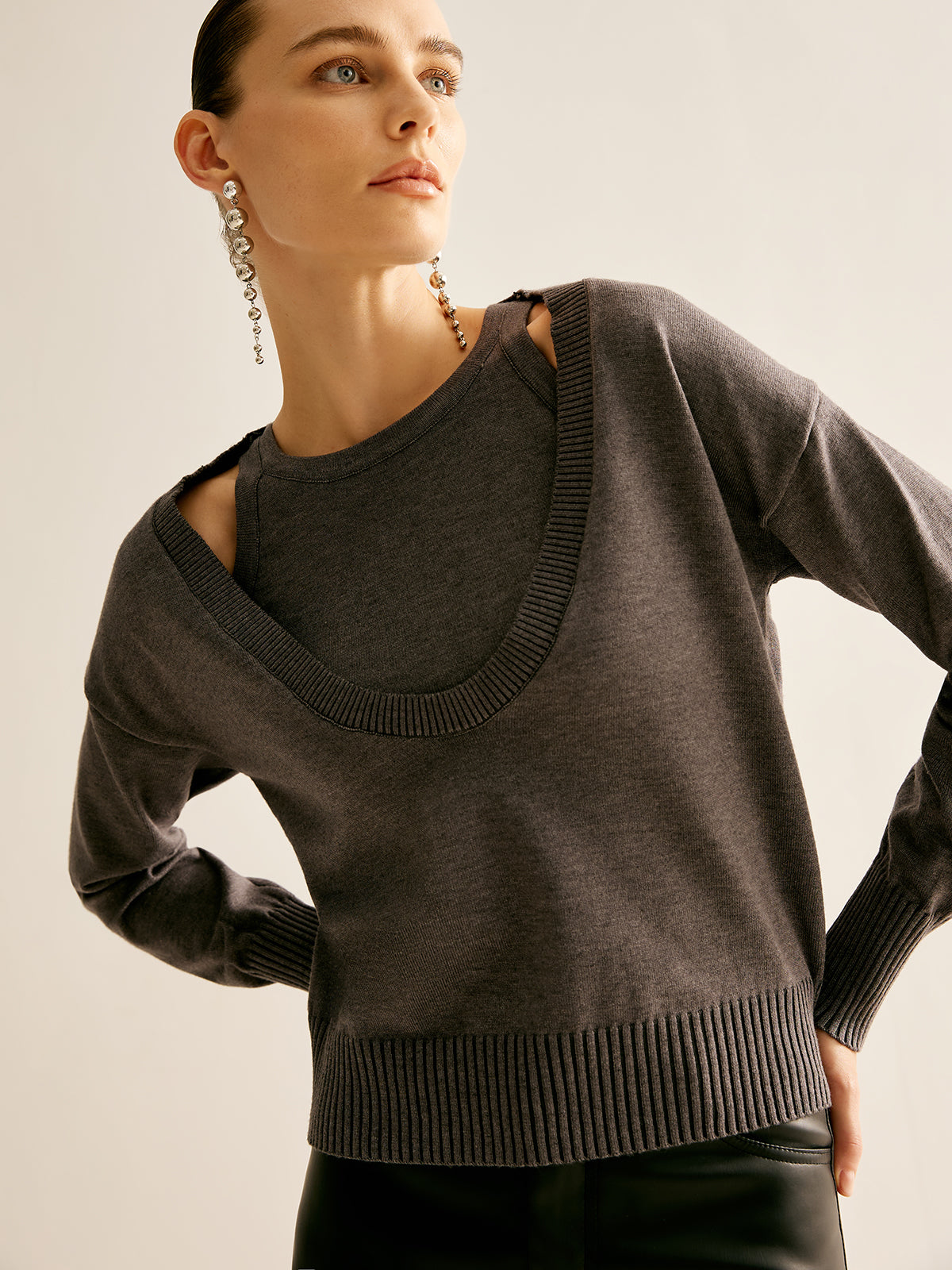 Casual 2 in 1 Sweater-Chicvia