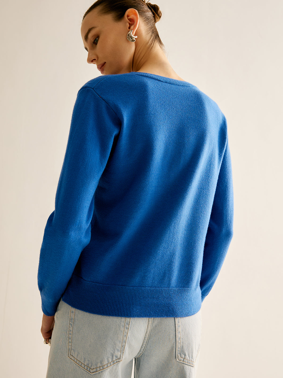 Plain Soft Button Cardigan-Chicvia