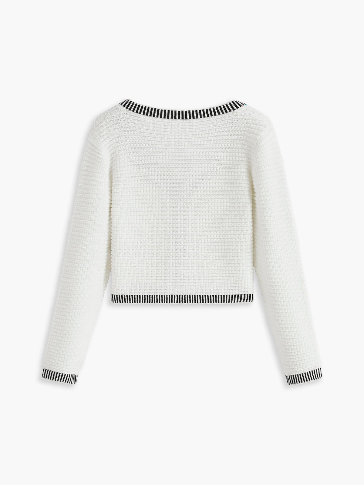 Contrast Trim Button Cardigan-Chicvia