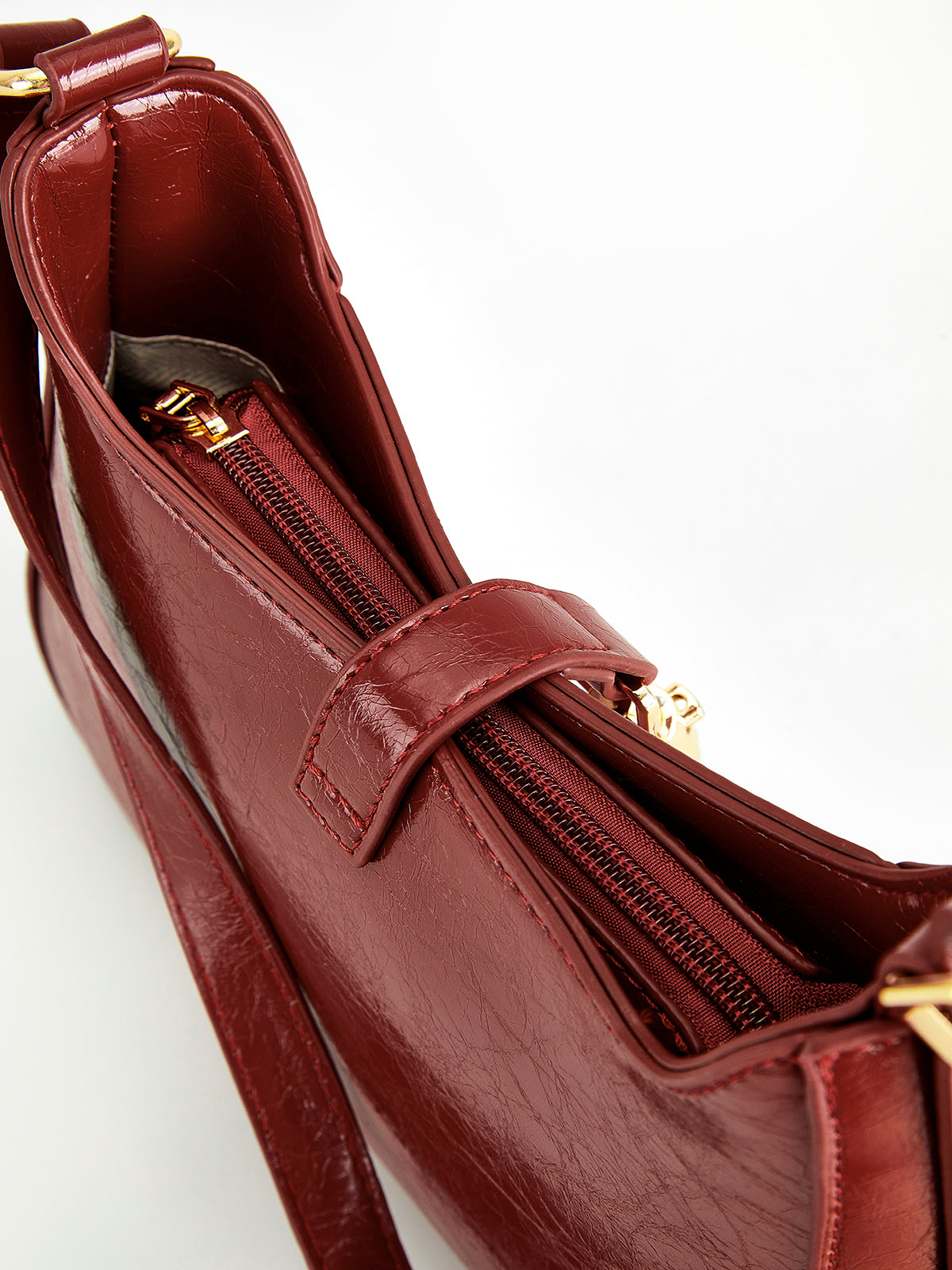 Magnet Closure Zipper Shoulder Bag-Chicvia