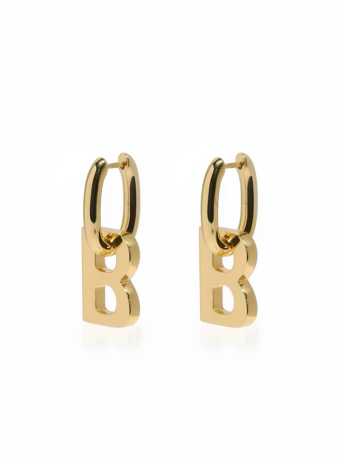 Golden Hoop B-Letter Pendant Earrings-Chicvia