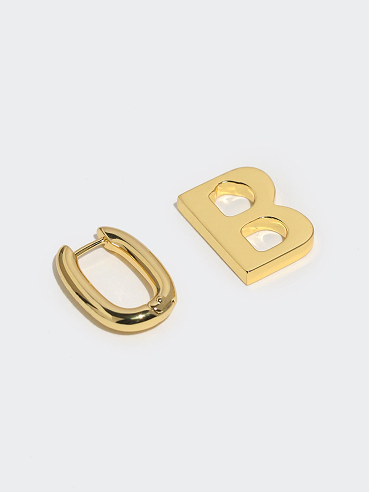 Golden Hoop B-Letter Pendant Earrings-Chicvia