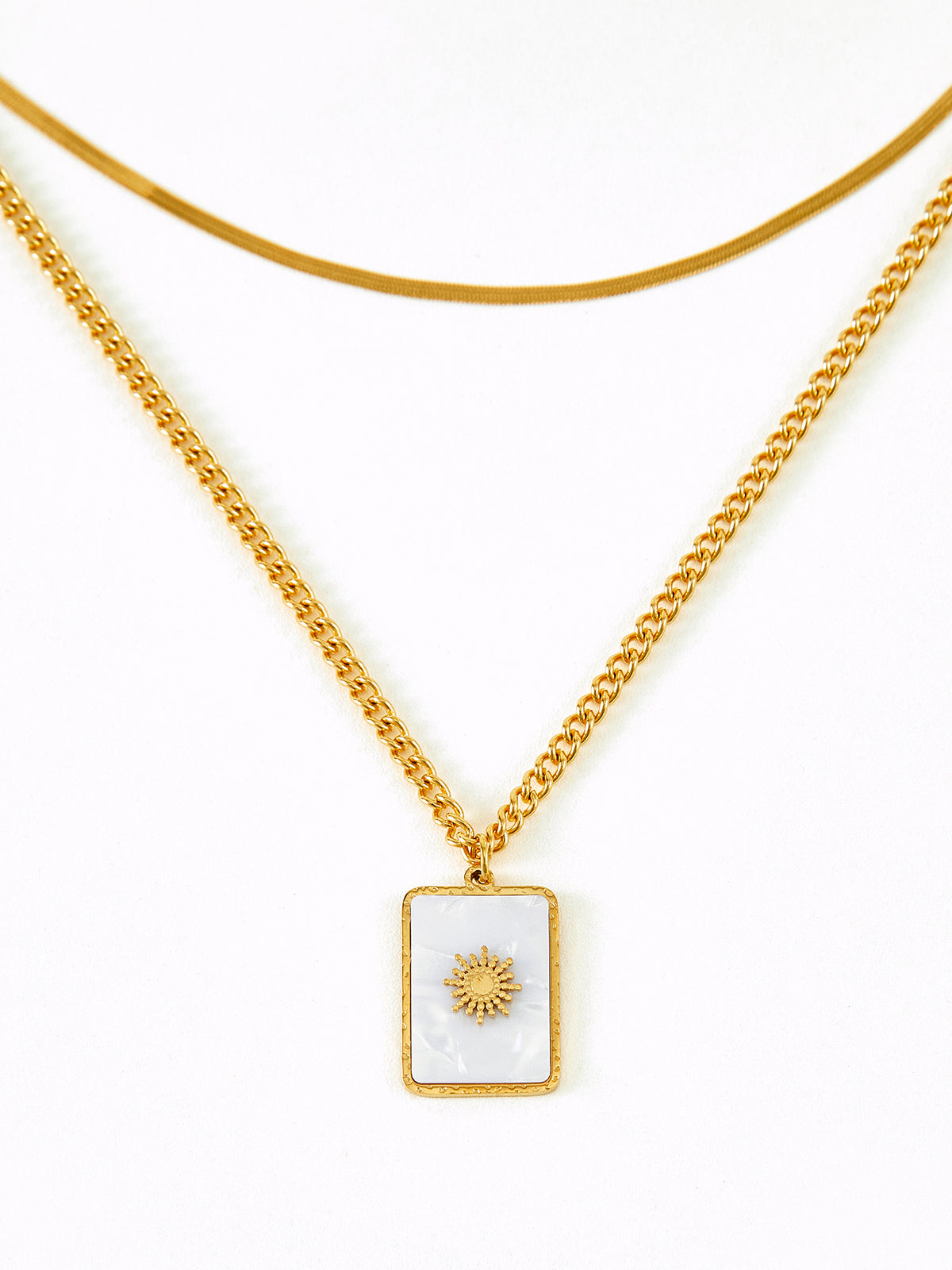 Double-Layer Shell Sun Necklace-Chicvia