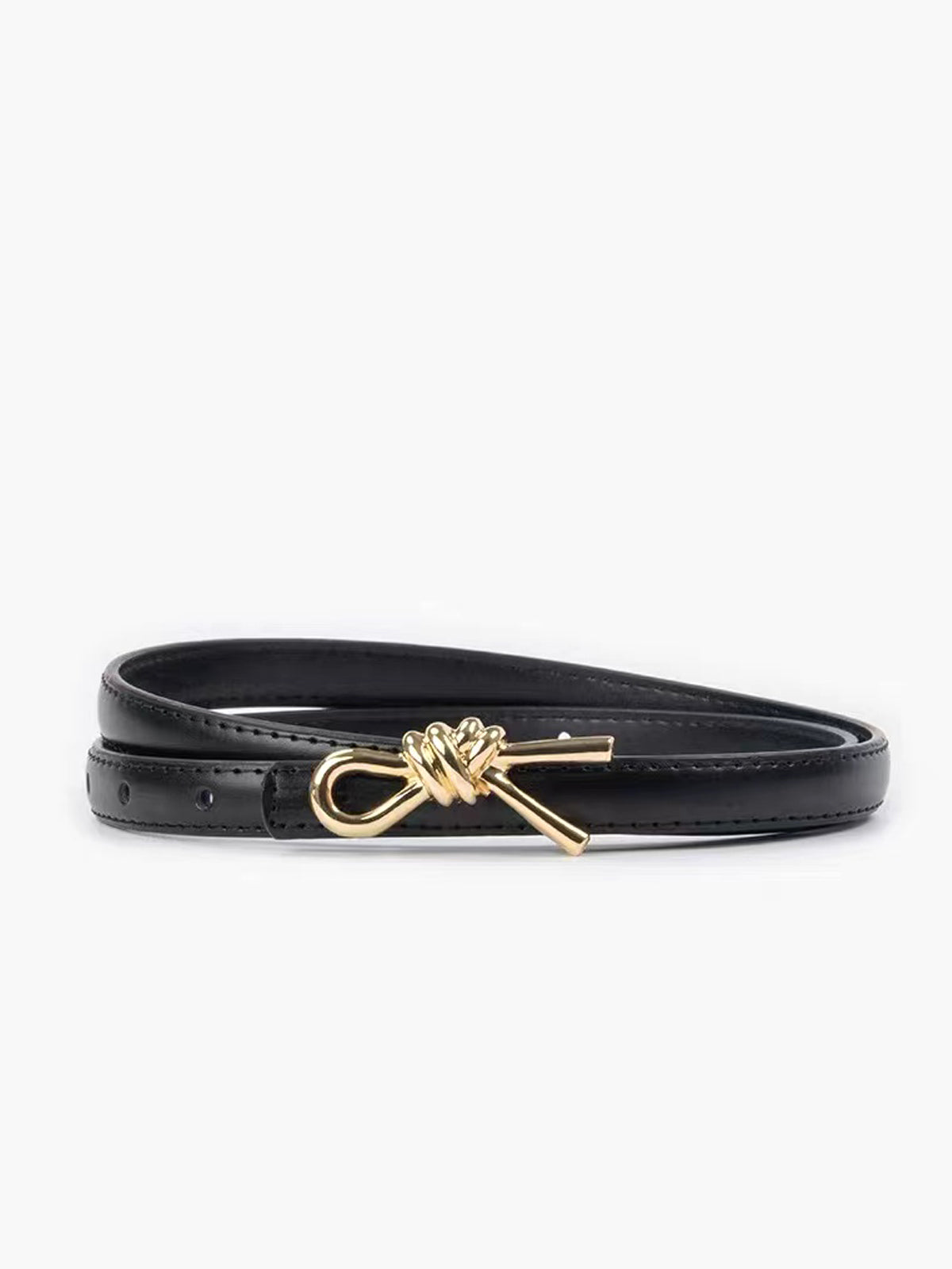 Knotted Decor Buckle Slim Belt-Chicvia