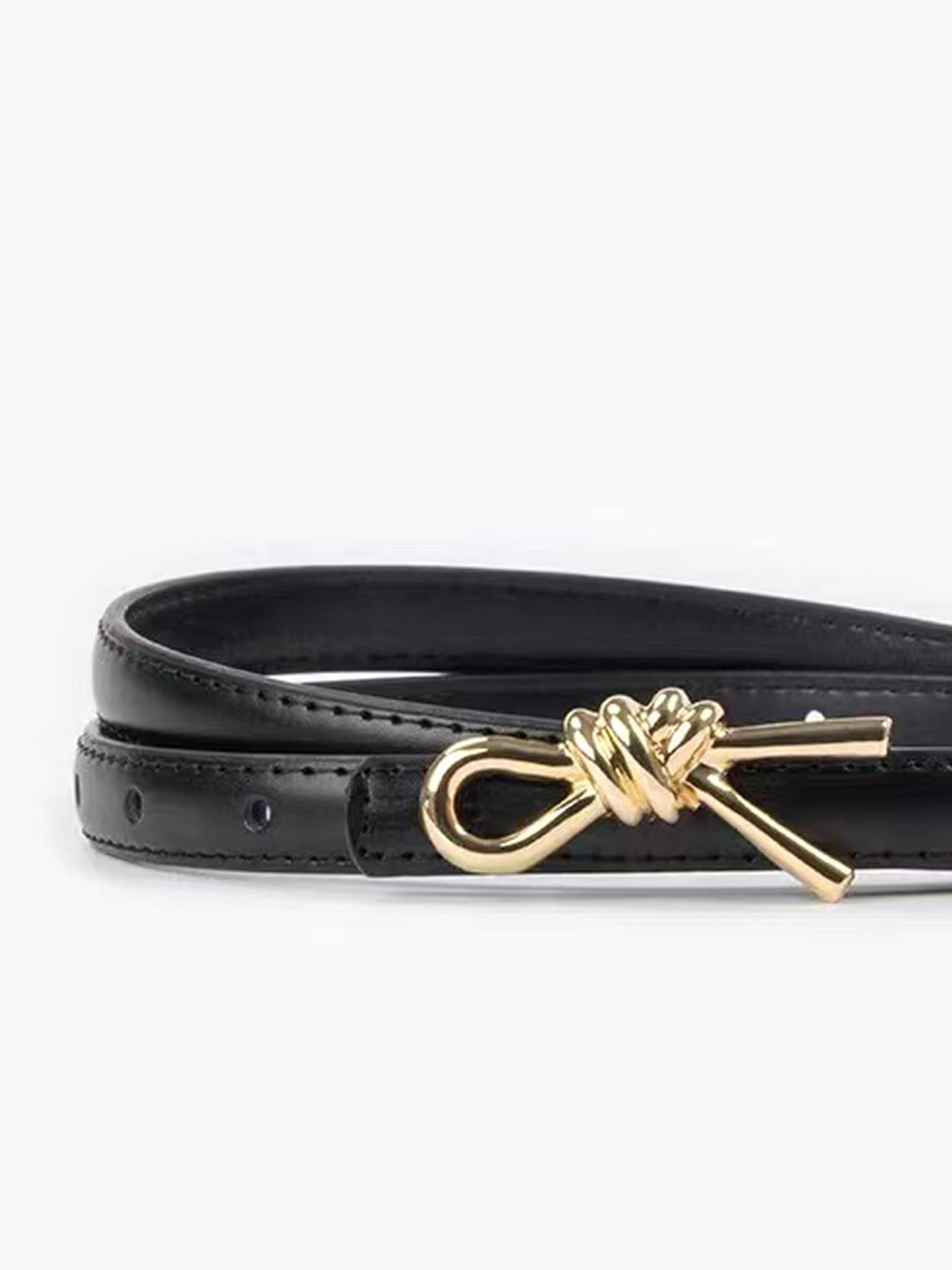 Knotted Decor Buckle Slim Belt-Chicvia