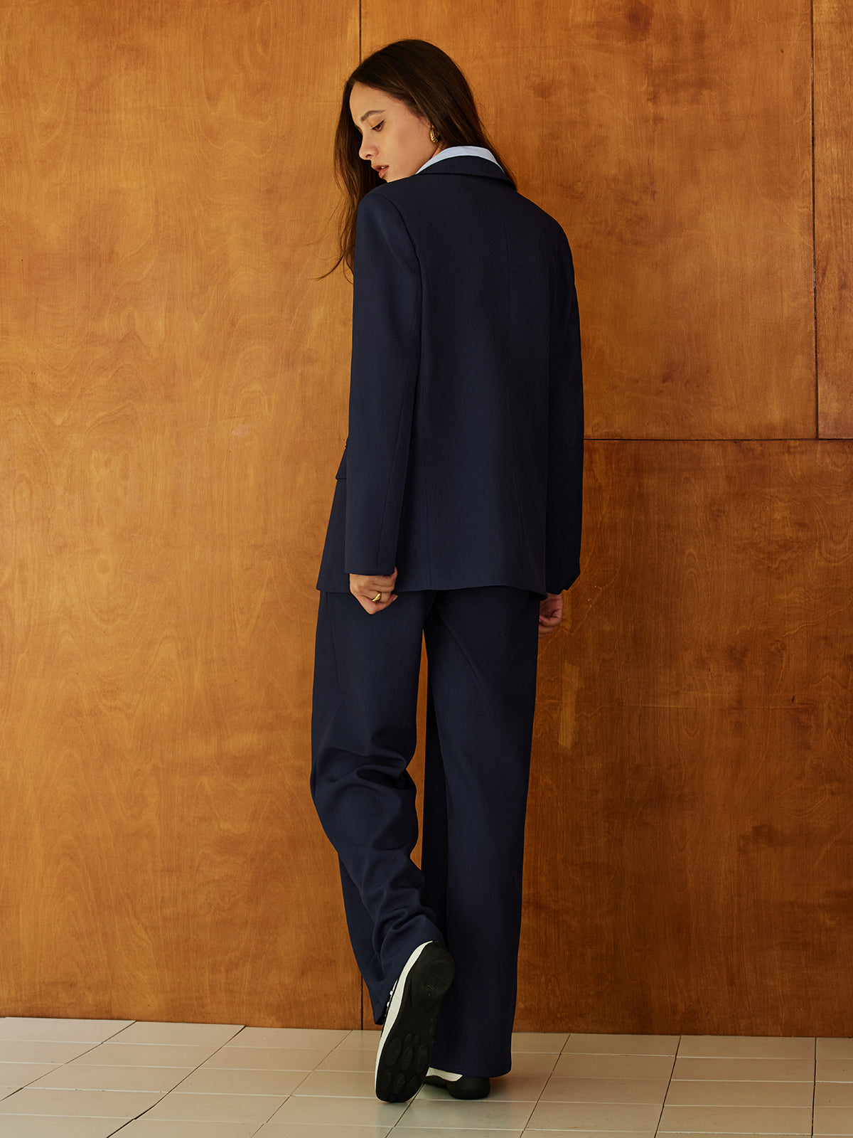 High-Waist Belted Long Pants-Chicvia