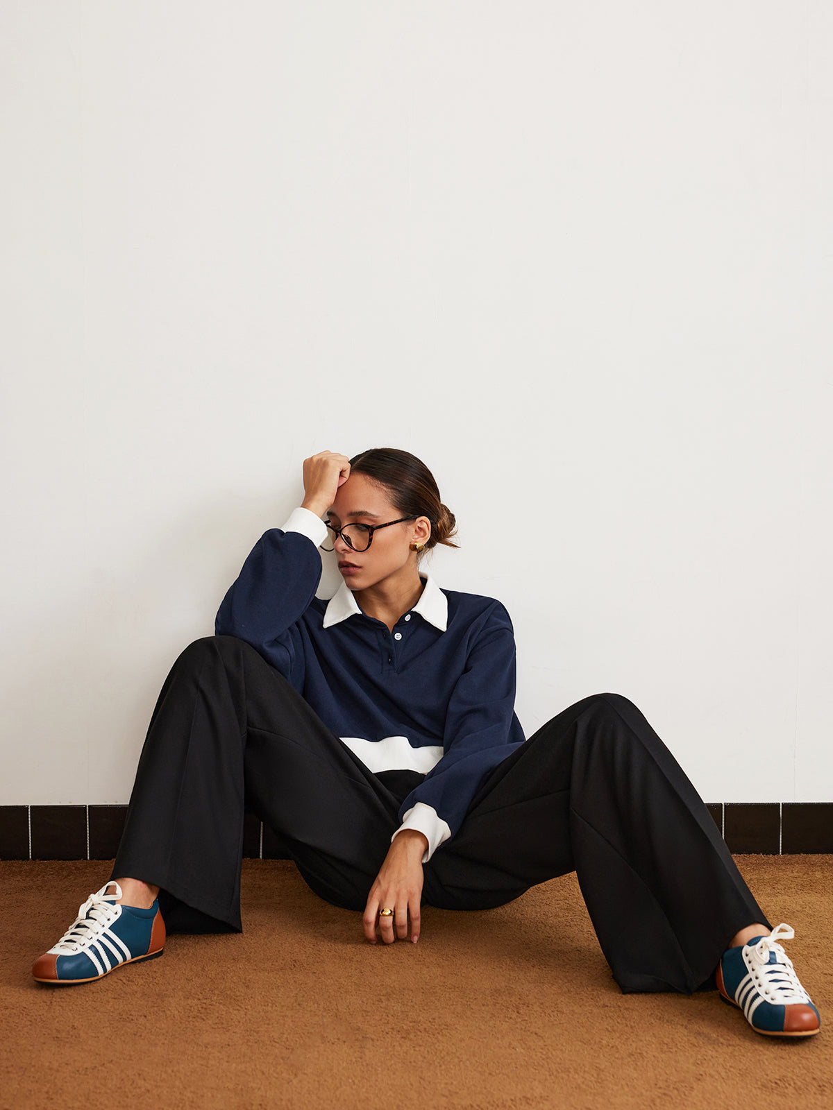 Plain Drawstring Wide-Leg Pants-Chicvia