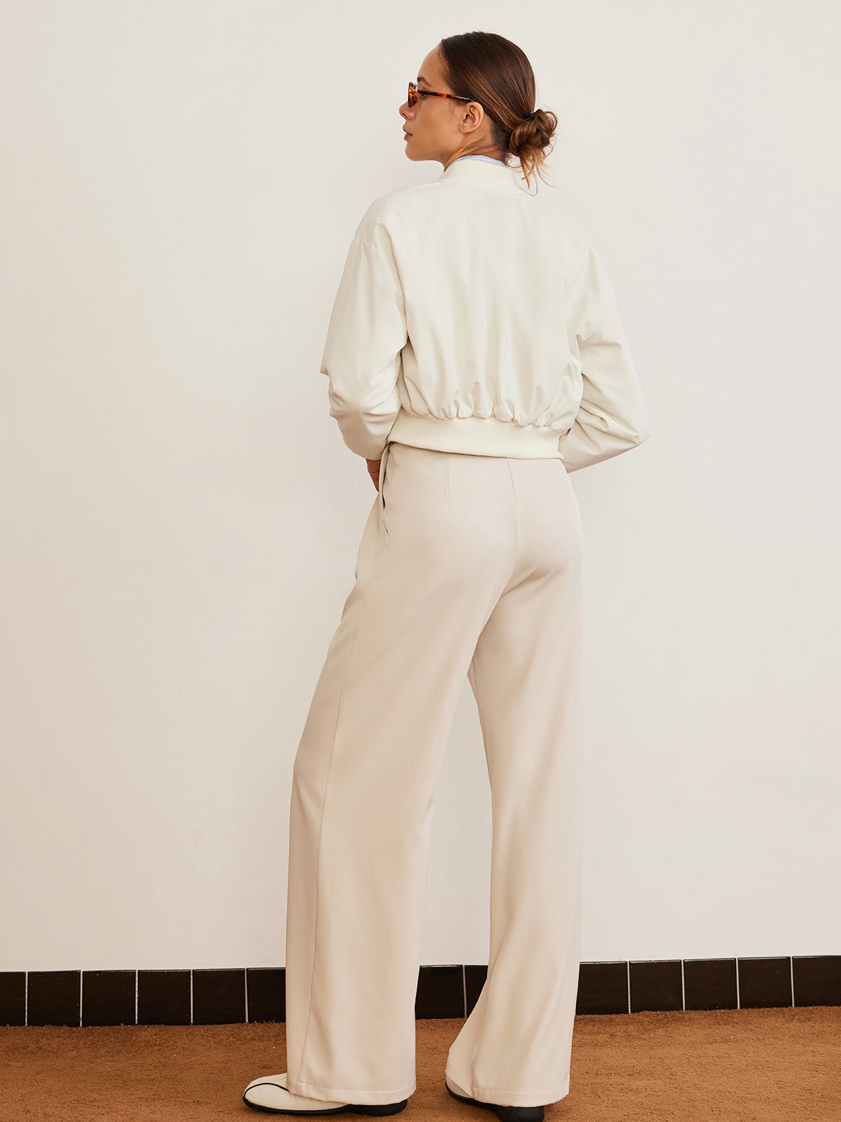 Pleated High-Waist Belted Pants-Chicvia