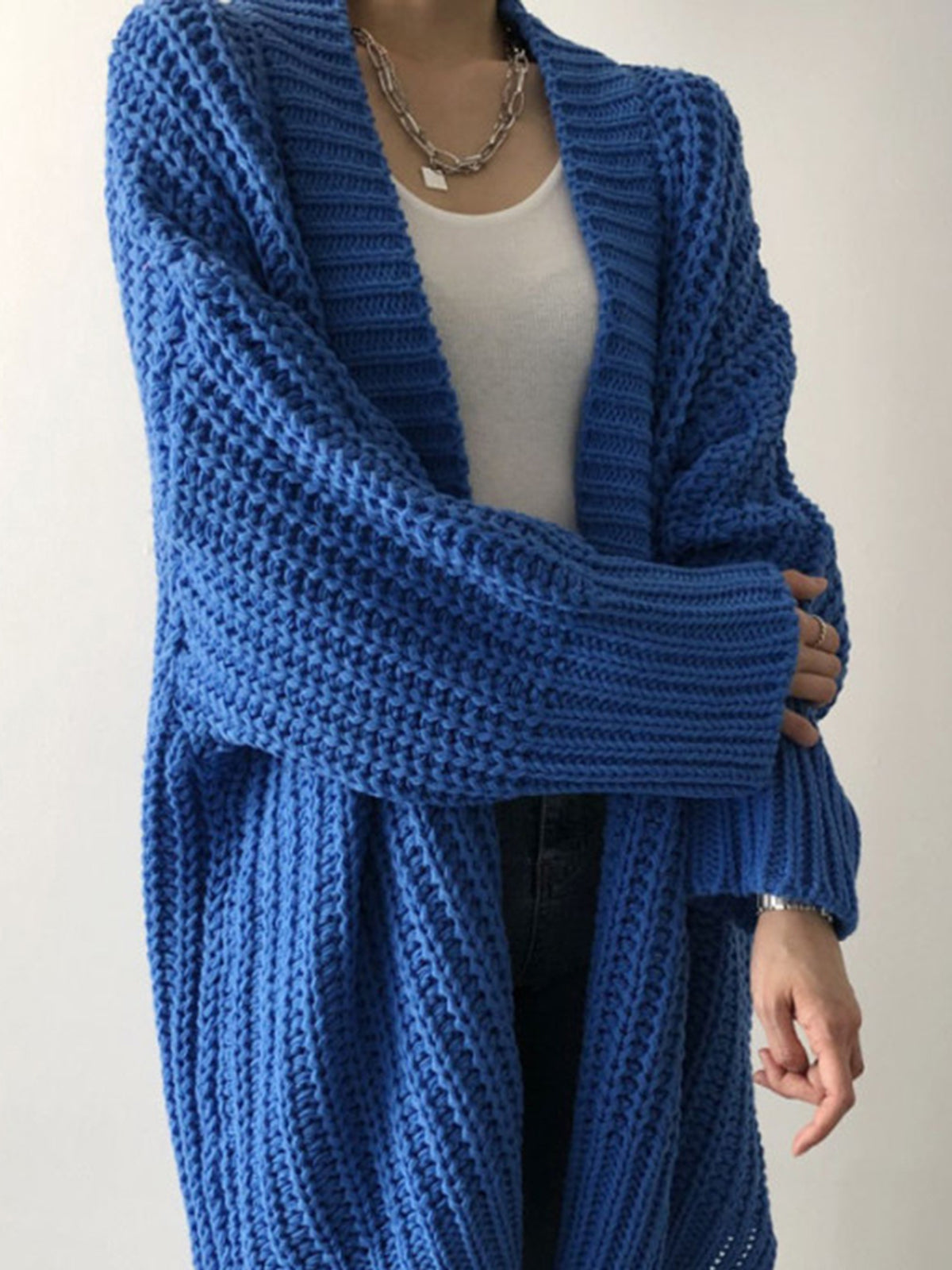 Oversize Split Knit Outerwear-Chicvia