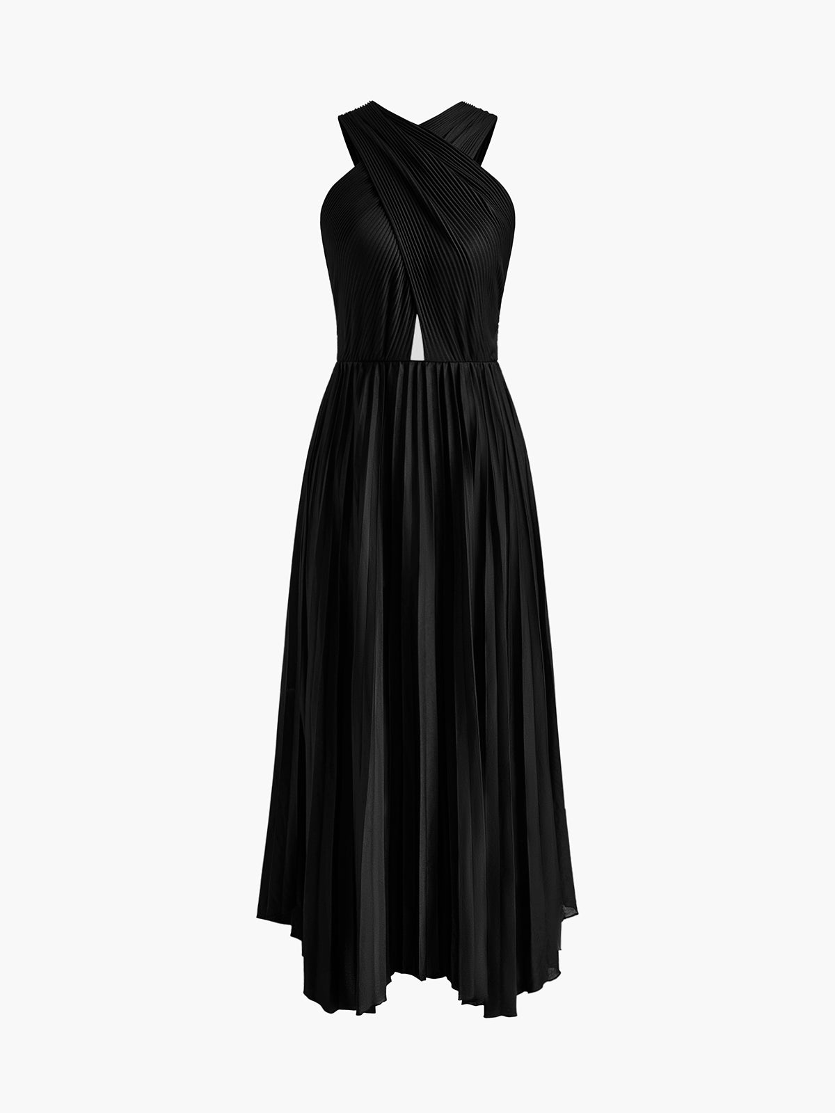 Criss Cross Pleated Long Dress-Chicvia