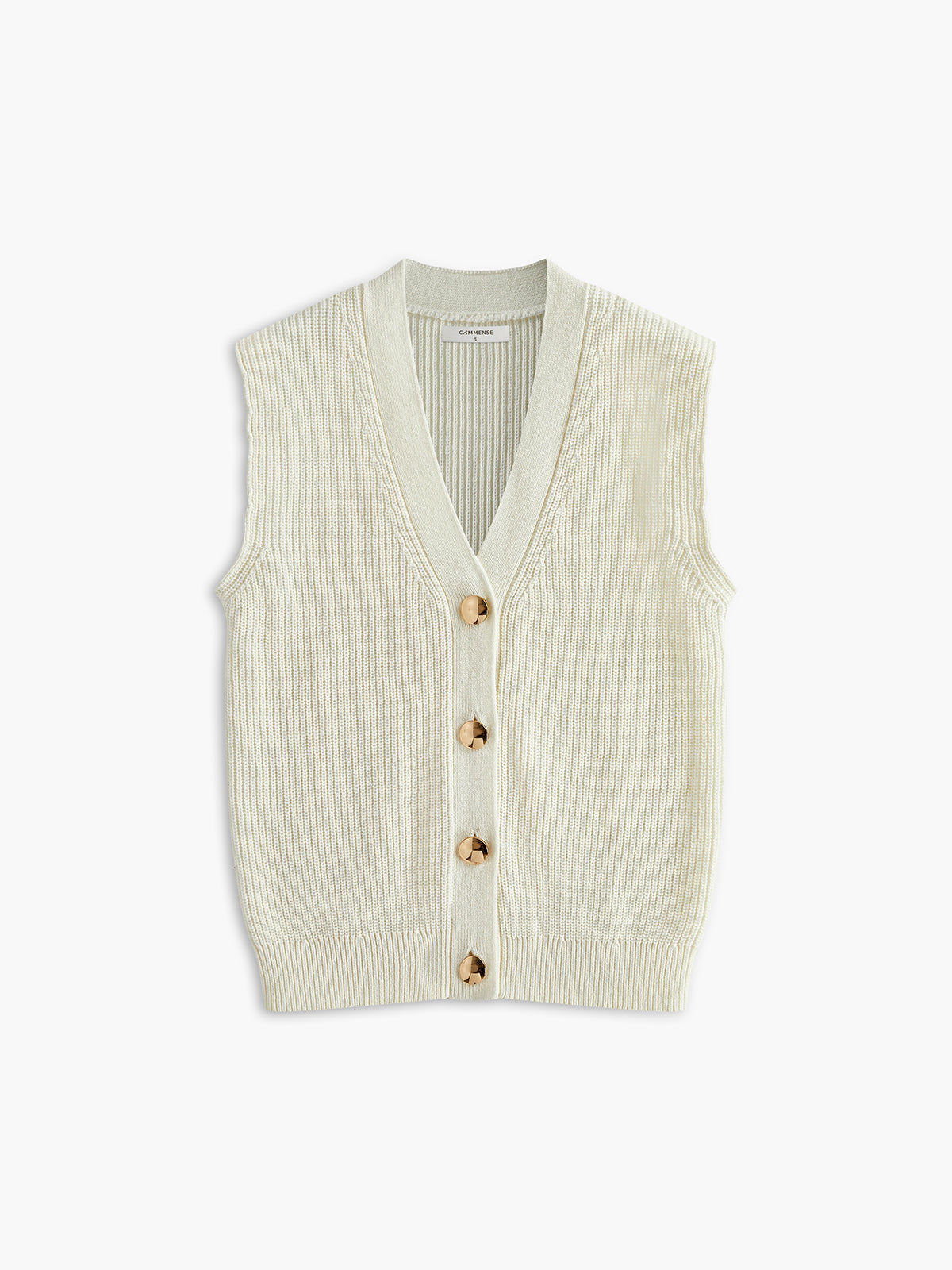Cotton Blends Ribbed Sweater Vest-Chicvia
