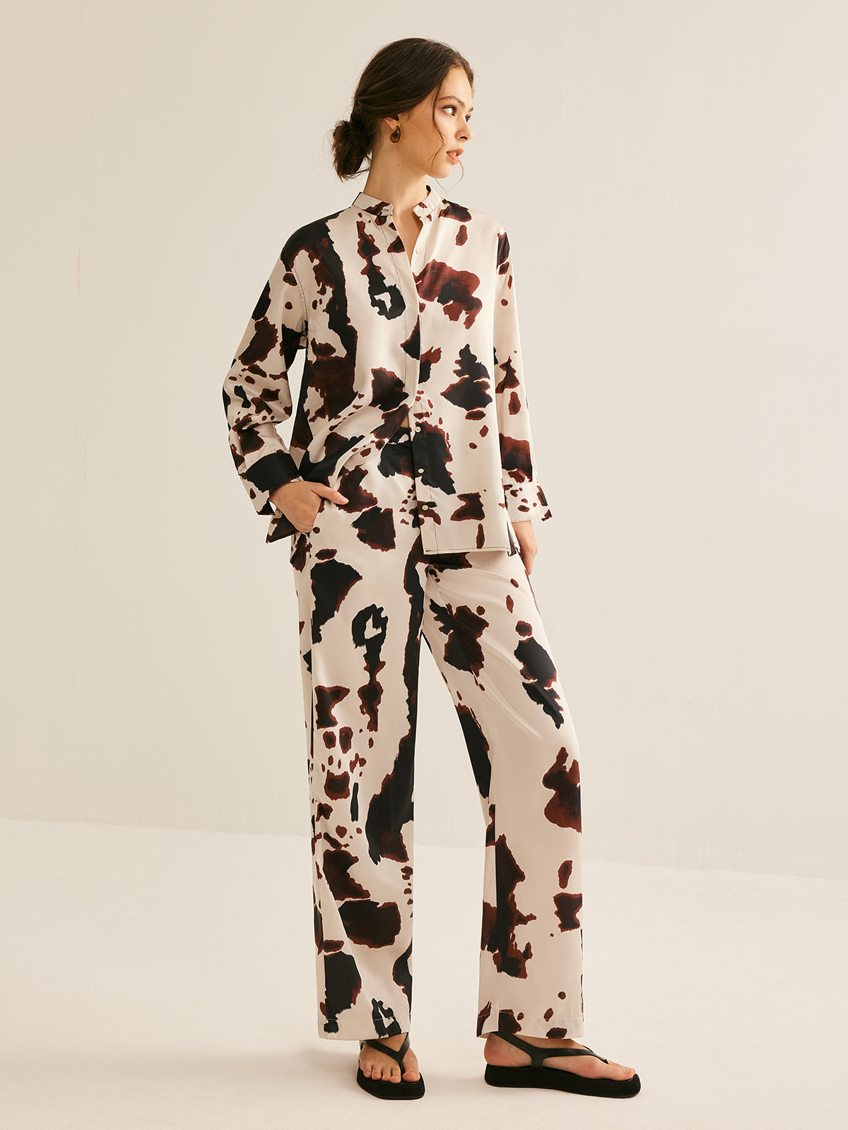 Cow Printed Loose Shirt-Chicvia