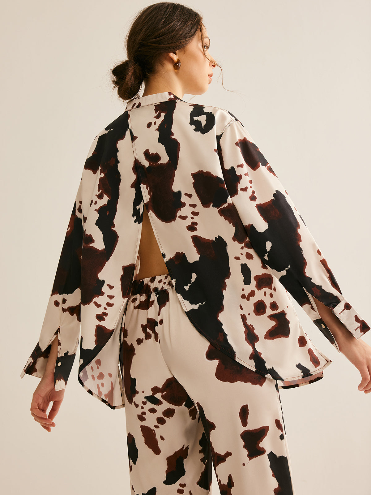 Cow Printed Loose Shirt-Chicvia