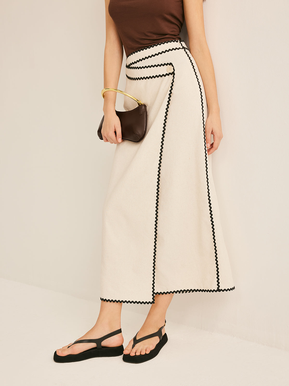 Metal-Handle Zipper Armpit Bag-Chicvia