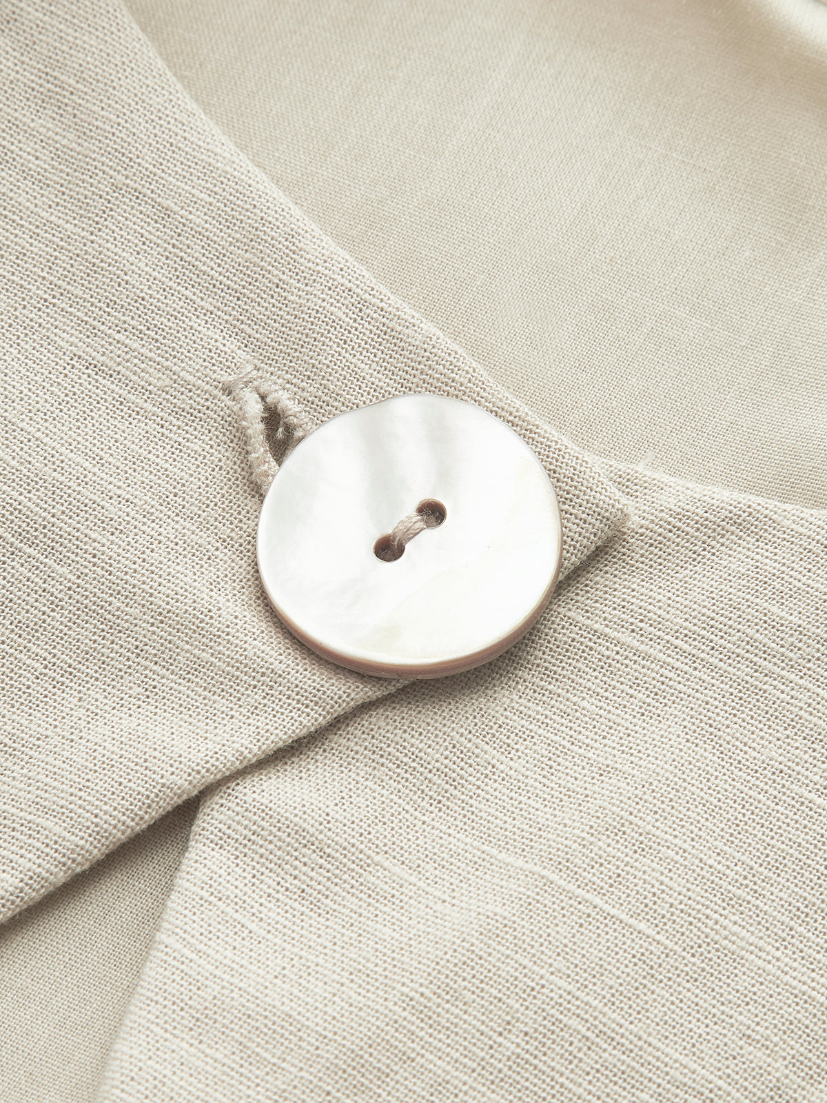 Cotton & Linen Pleated Cutout Long Dress-Chicvia