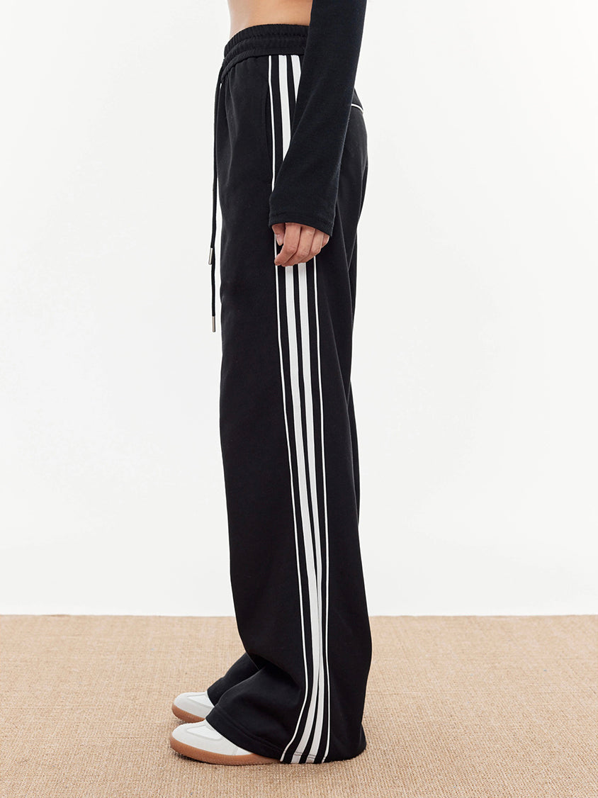 Contrast Piping Drawstring Sweatpants-Chicvia